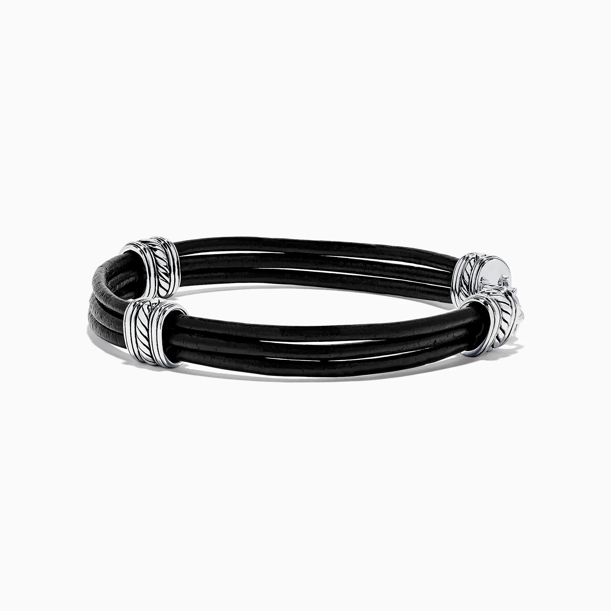 Men's 925 Sterling Silver and Leather Bracelet sold by Effy product image thumbnail 2