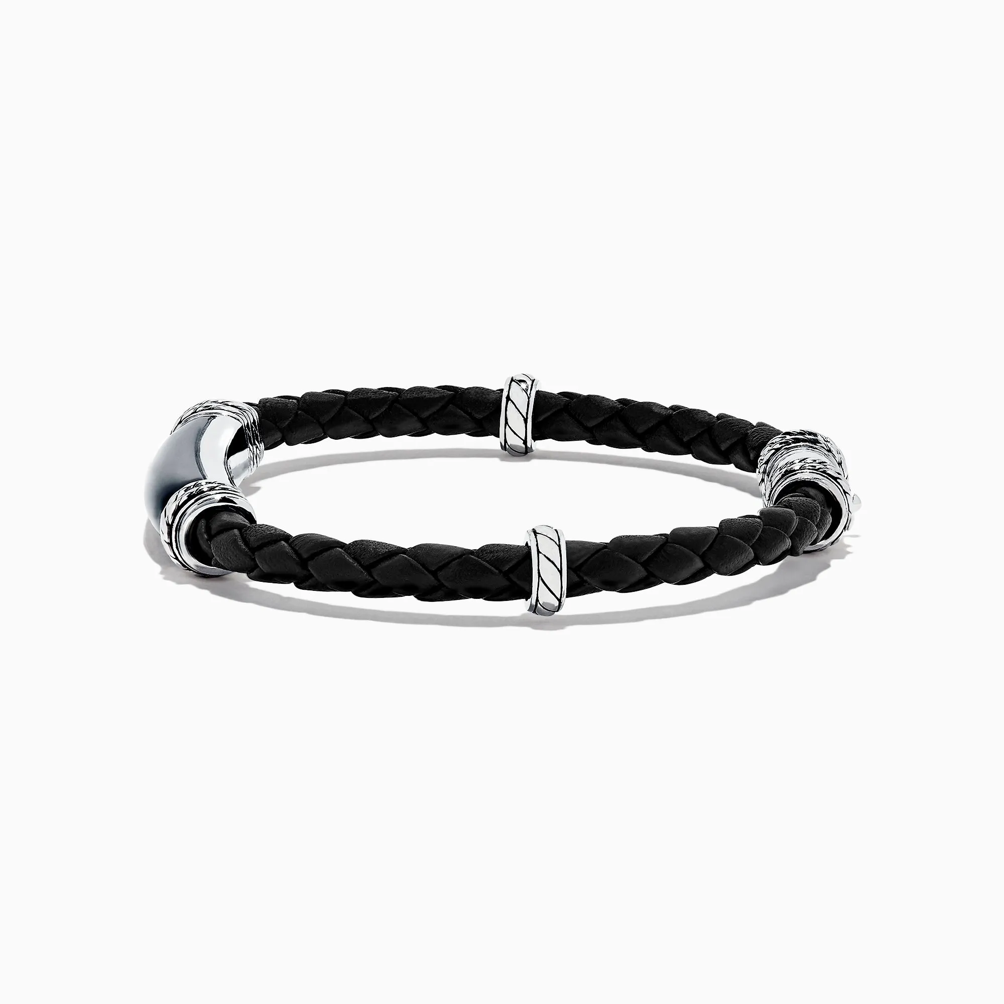 Men's Sterling Silver and Leather Onyx Bracelet, 13.00 sold by Effy product image thumbnail 2