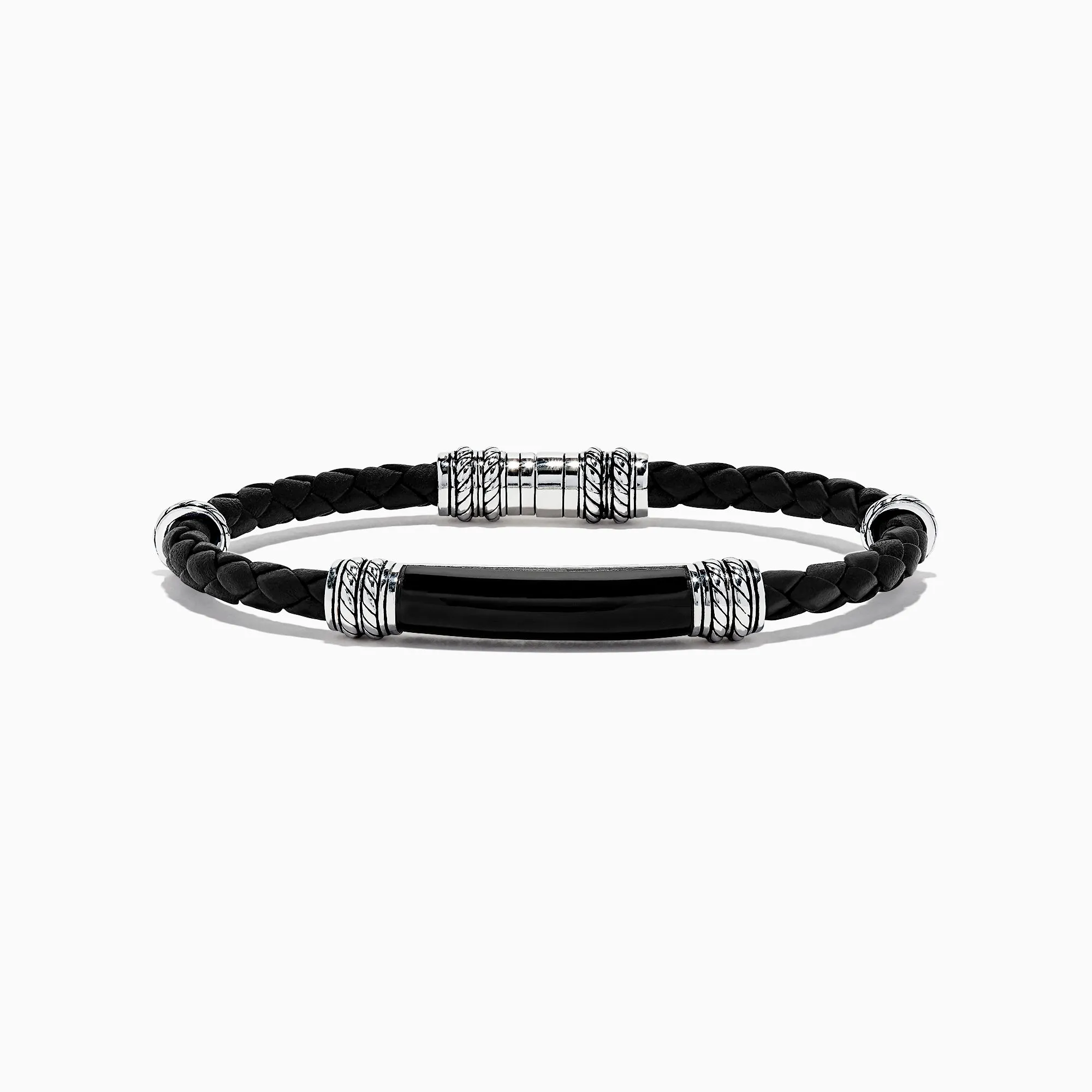Men's Sterling Silver and Leather Onyx Bracelet, 13.00 sold by Effy