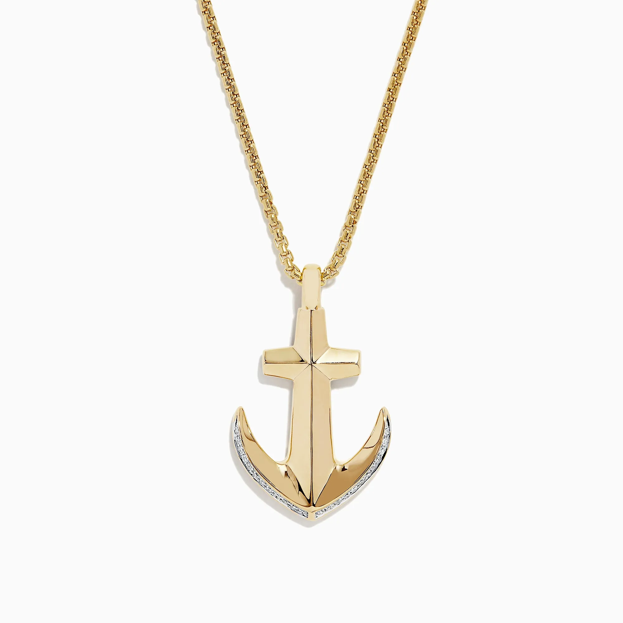 Men's 14K Yellow Gold Diamond Anchor Pendant, 0.11 TCW sold by Effy