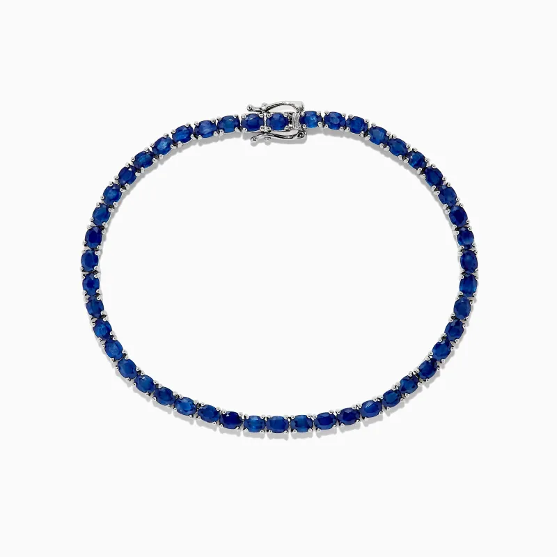 925 Sterling Silver Blue Sapphire Tennis Bracelet, 6.99 TCW sold by Effy