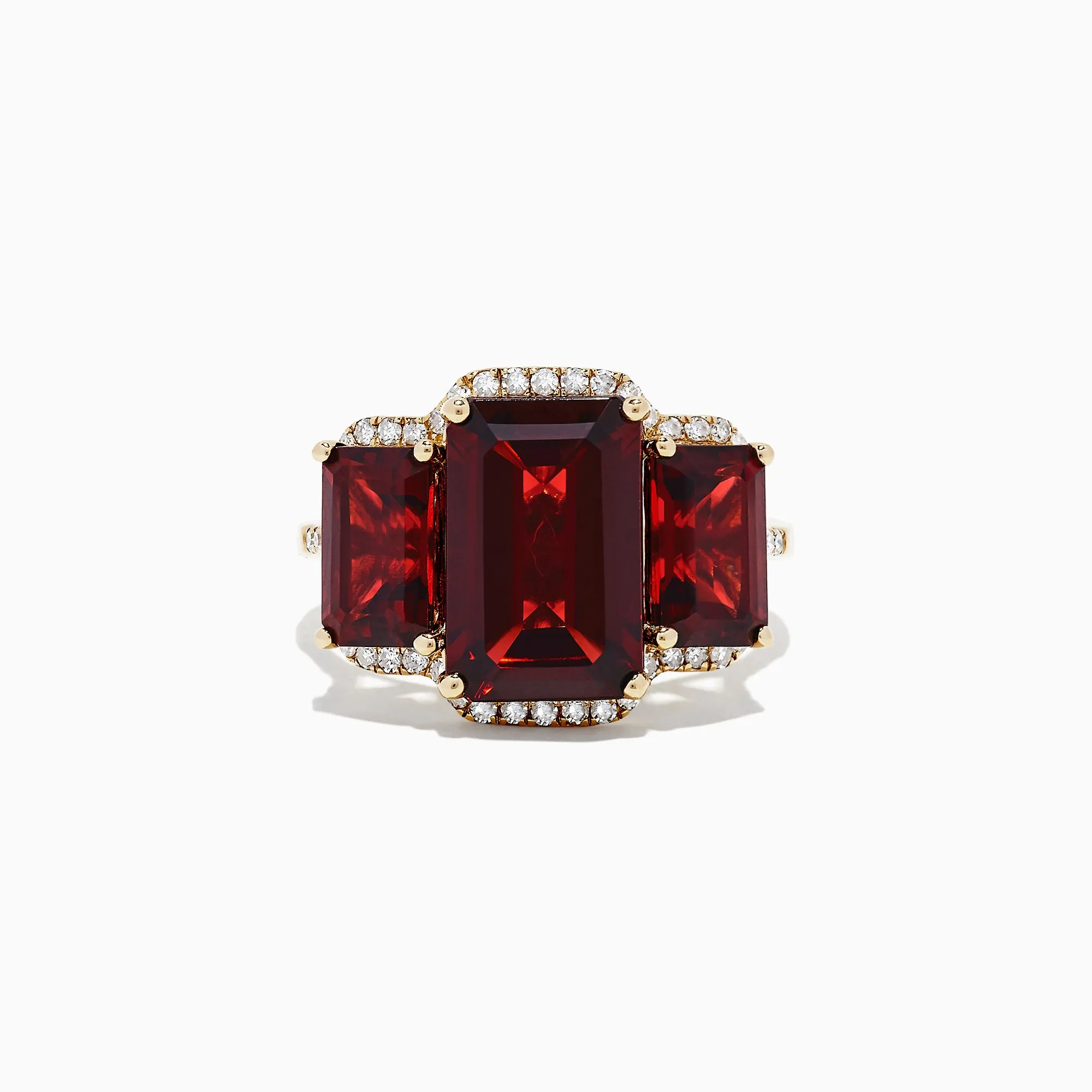 Bordeaux 14K Yellow Gold Garnet and Diamond Three Stone Ring, 8.62 TCW sold by Effy