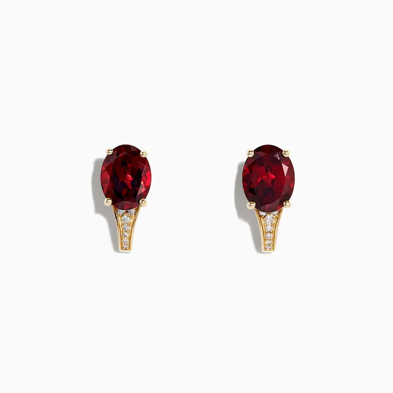 Bordeaux 14K Yellow Gold Garnet and Diamond Earrings, 4.77 TCW sold by Effy