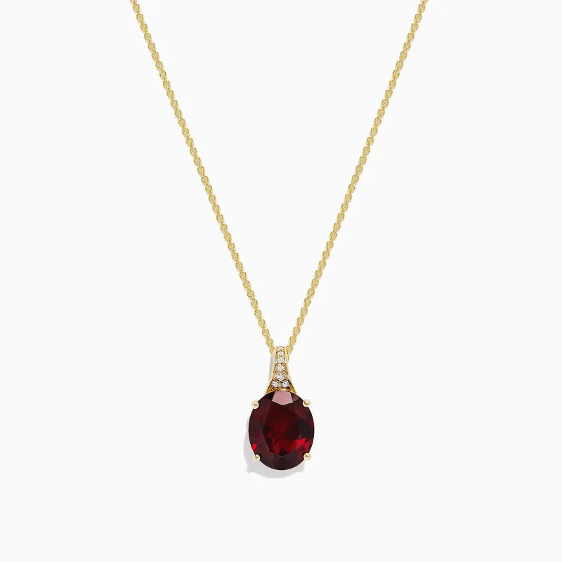 Bordeaux 14K Yellow Gold Garnet and Diamond Pendant, 4.68 TCW sold by Effy