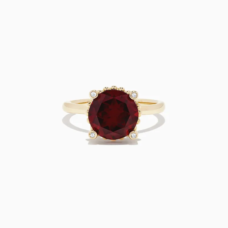 Bordeaux 14K Yellow Gold Garnet and Diamond Ring, 5.67 TCW sold by Effy