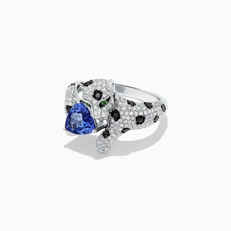 Signature 14K White Gold Tanzanite and Diamond Panther Ring, 2.07 TCW sold by Effy