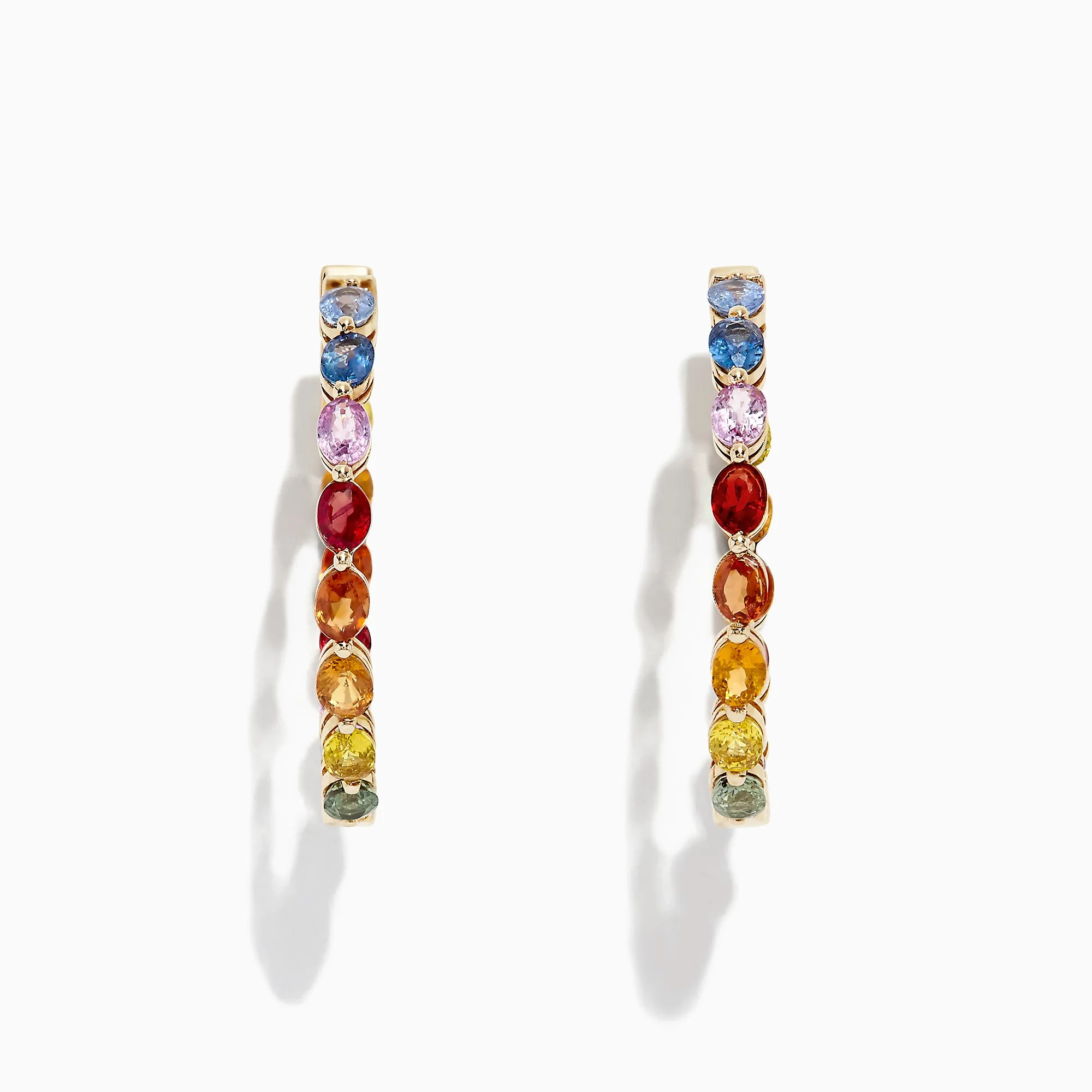 Watercolors 14K Yellow Gold Multi Sapphire 1" Hoop Earrings, 6.18 TCW sold by Effy