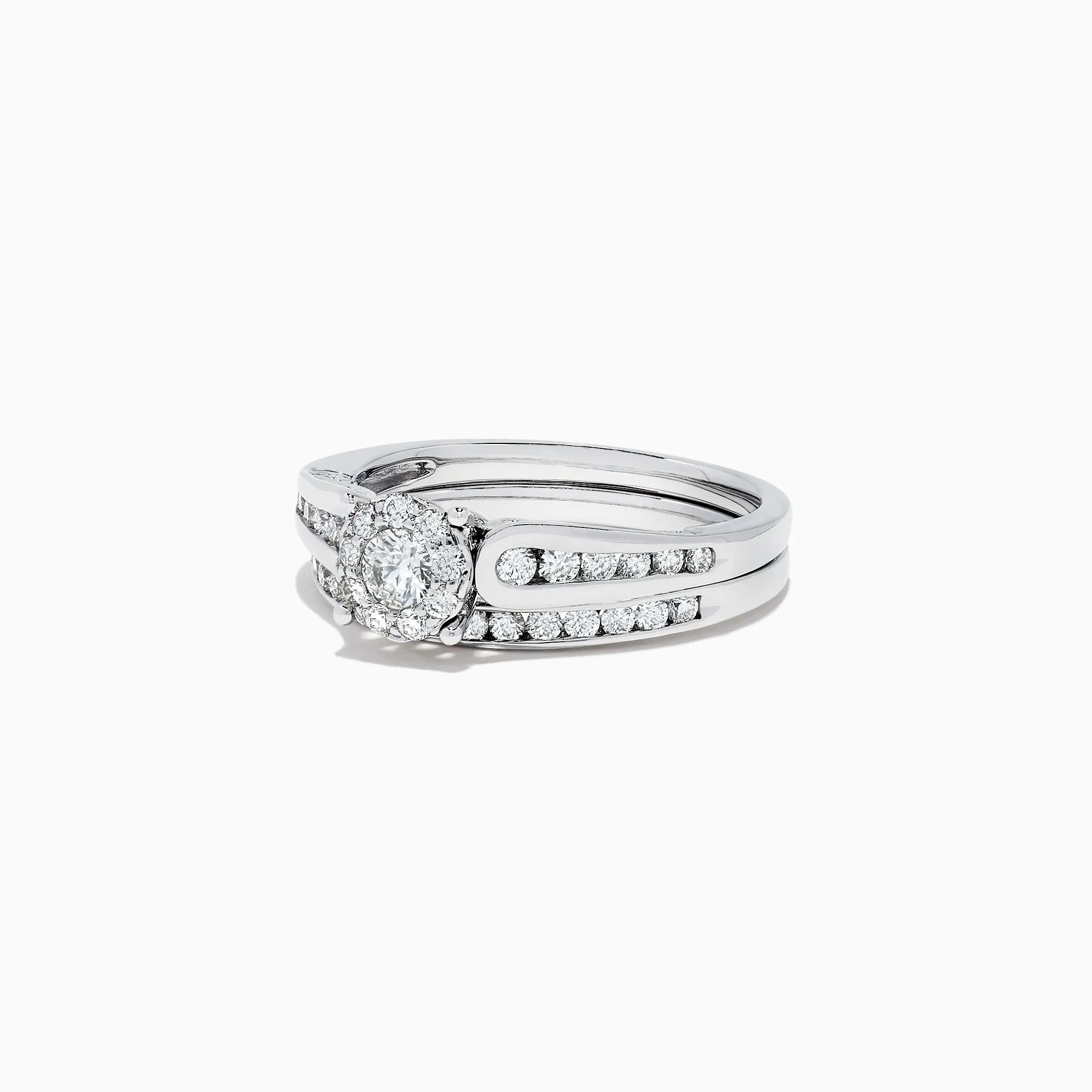 Bridal 14K White Gold Diamond Cluster Ring and Band Set, 0.72 TCW sold by Effy product image thumbnail 2