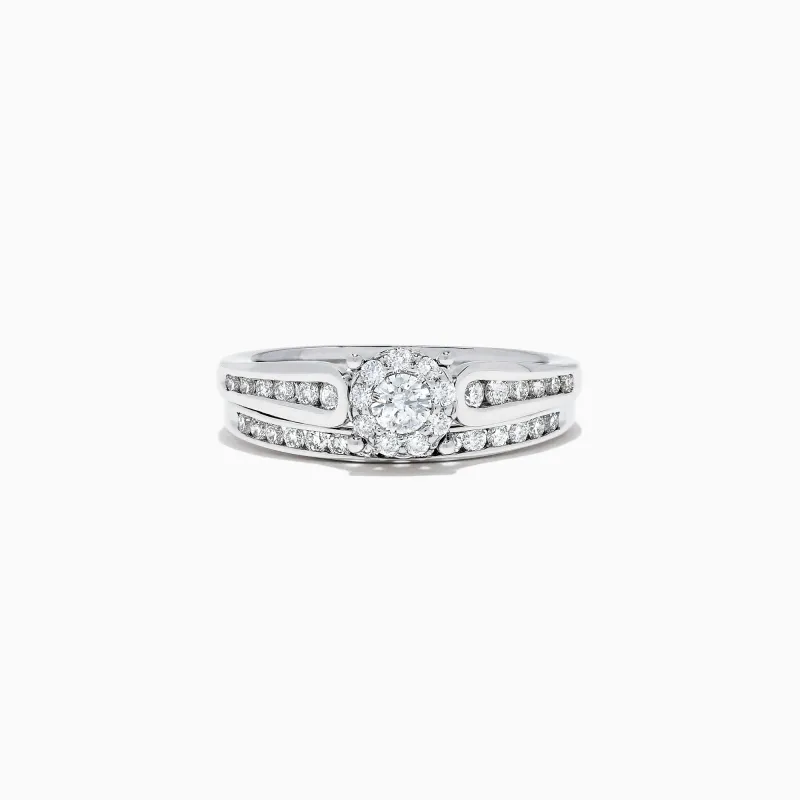 Bridal 14K White Gold Diamond Cluster Ring and Band Set, 0.72 TCW sold by Effy