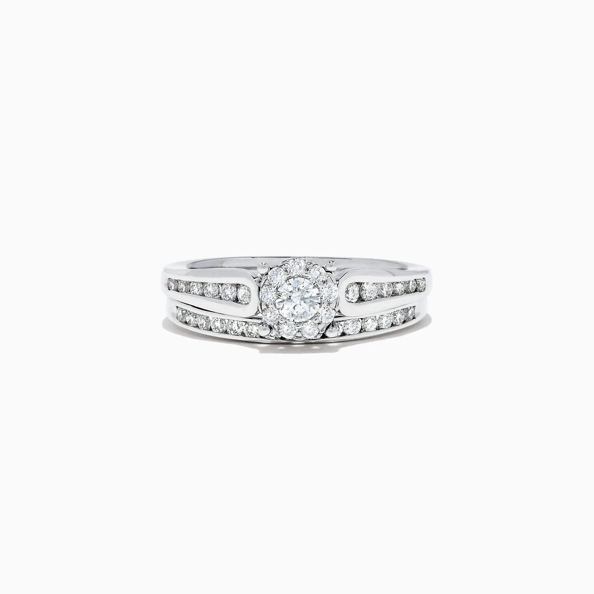 Bridal 14K White Gold Diamond Cluster Ring and Band Set, 0.72 TCW sold by Effy