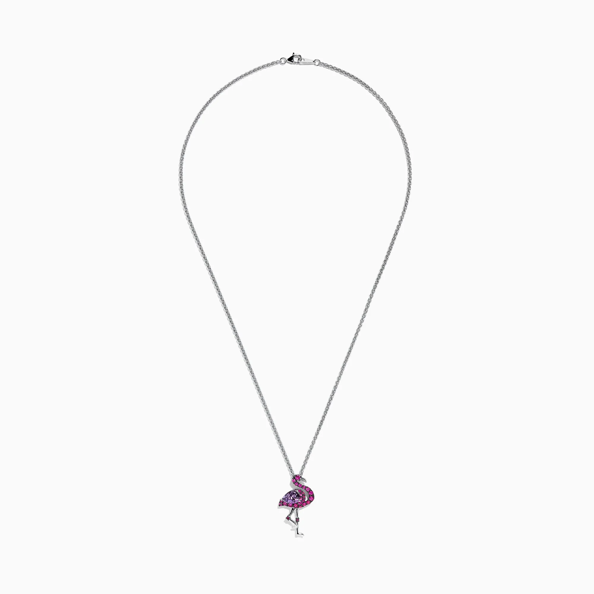 Safari Sterling Silver Pink Sapphire and Amethyst Flamingo Pendant, 1.88 TCW sold by Effy product image thumbnail 3