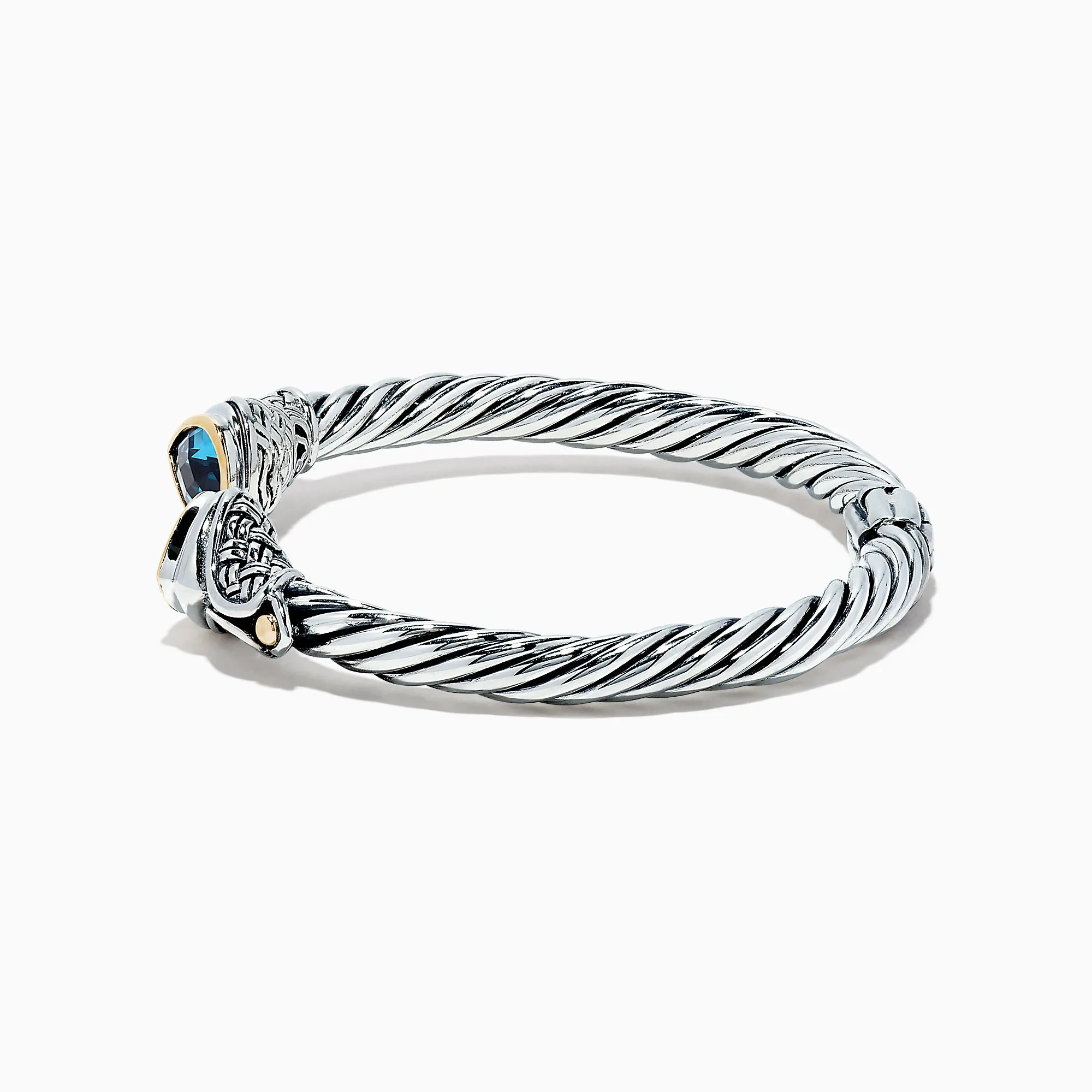 925 Sterling Silver & 18K Gold Blue Accented Topaz Bangle, 5.20 TCW sold by Effy product image thumbnail 3