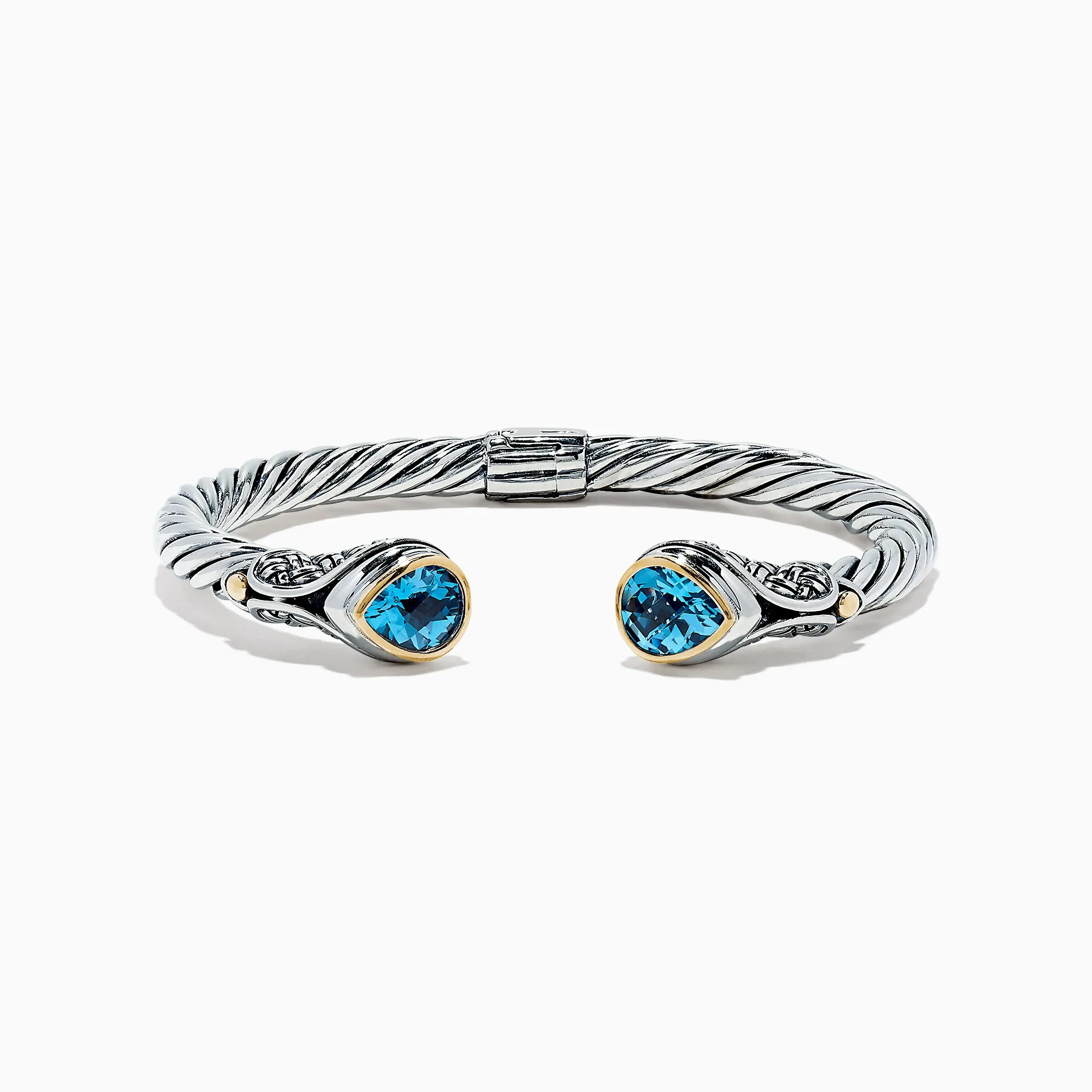 925 Sterling Silver & 18K Gold Blue Accented Topaz Bangle, 5.20 TCW sold by Effy