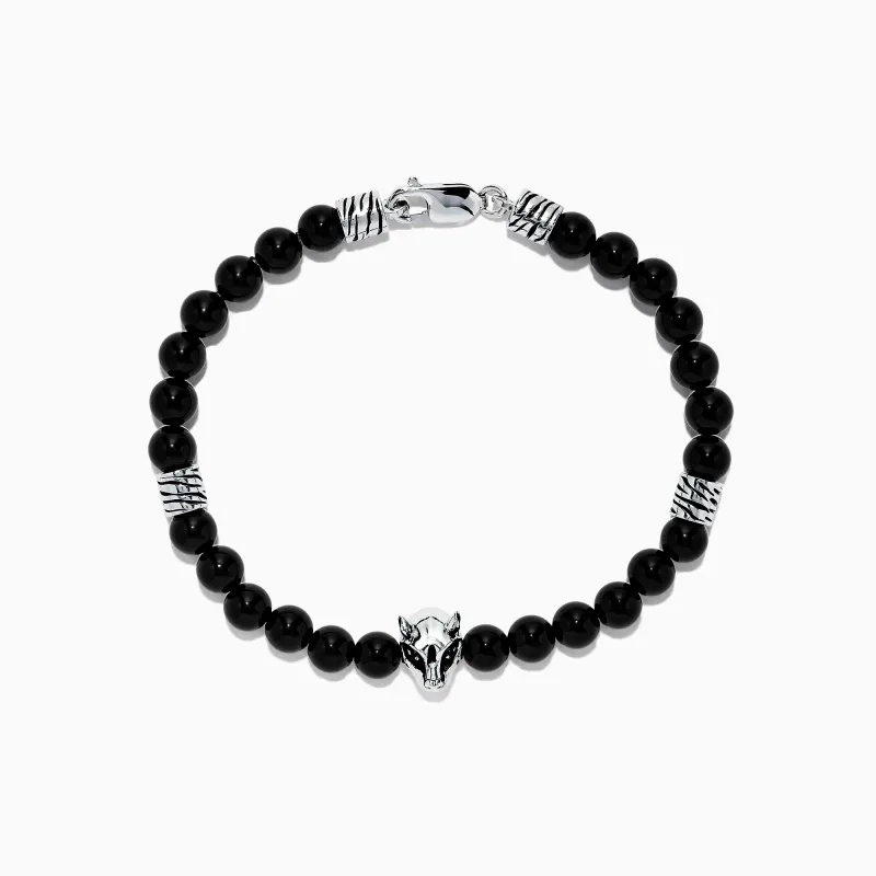 Men's Sterling Silver Beaded Onyx Bracelet, 41.80 TCW sold by Effy