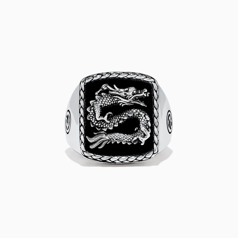 Men's 925 Sterling Silver Onyx Dragon Ring, 5.00 TCWS sold by Effy