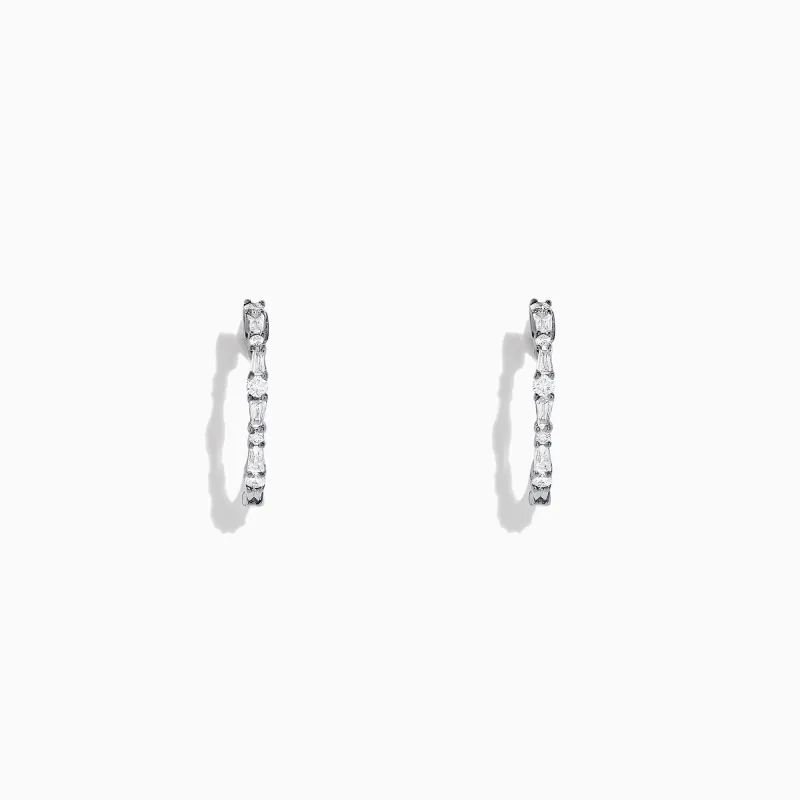 Classique 14K White Gold Diamond Hoop Earrings, 0.37 TCW sold by Effy