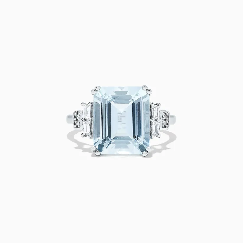 Aquarius 14K White Gold Aquamarine and Diamond Ring, 5.05 TCW sold by Effy