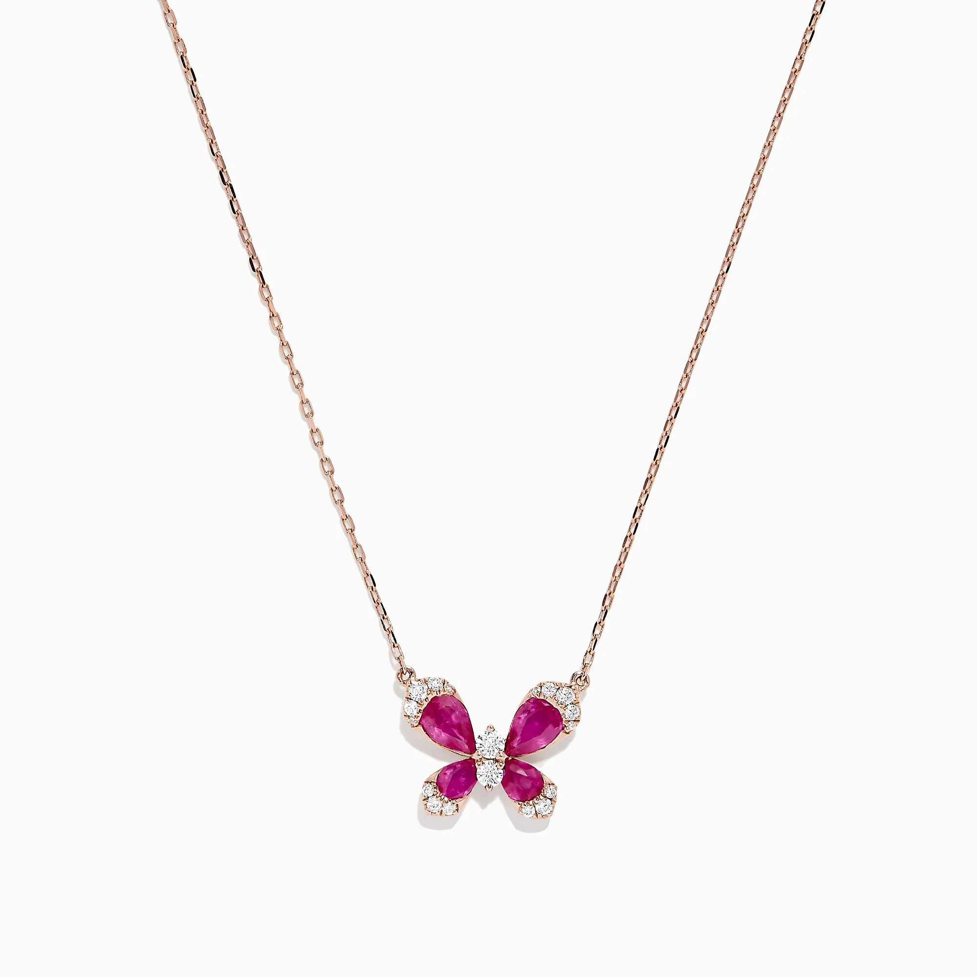 Nature 14K Rose Gold Ruby and Diamond Butterfly Necklace, 1.62 TCW sold by Effy