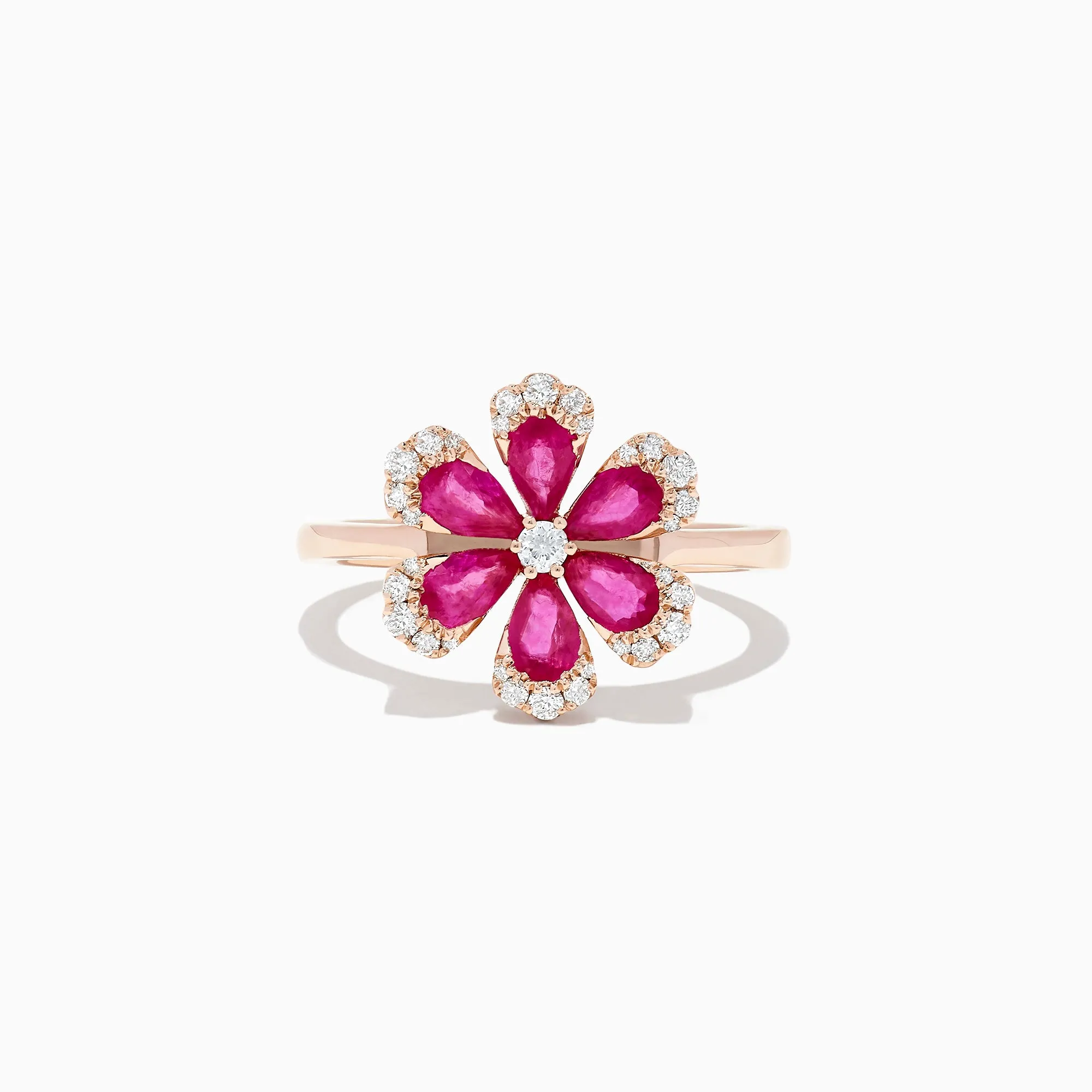 Nature 14K Rose Gold Ruby and Diamond Flower Ring, 1.76 TCW sold by Effy