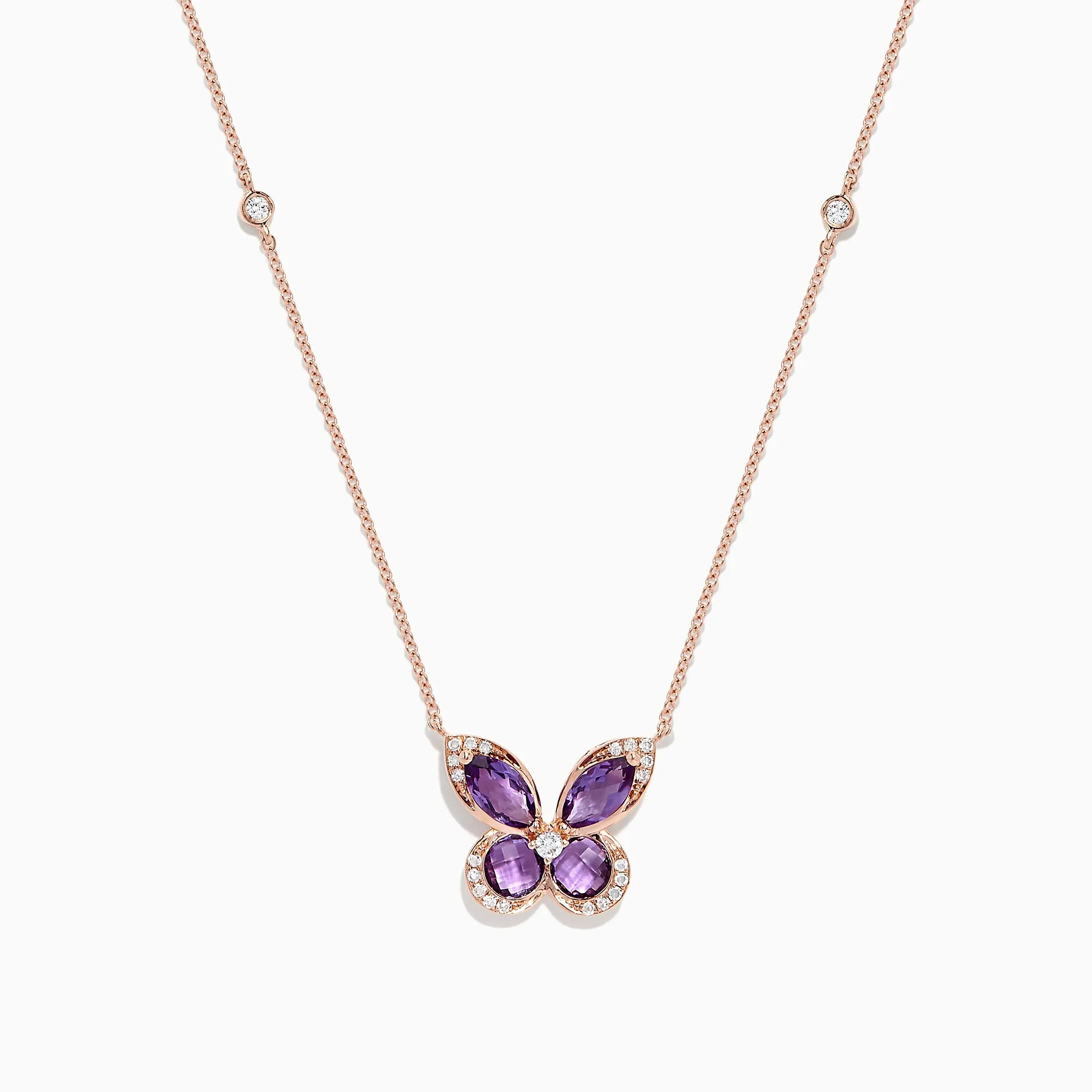 Nature 14K Rose Gold Amethyst and Diamond Butterfly Necklace, 1.27 TCW sold by Effy