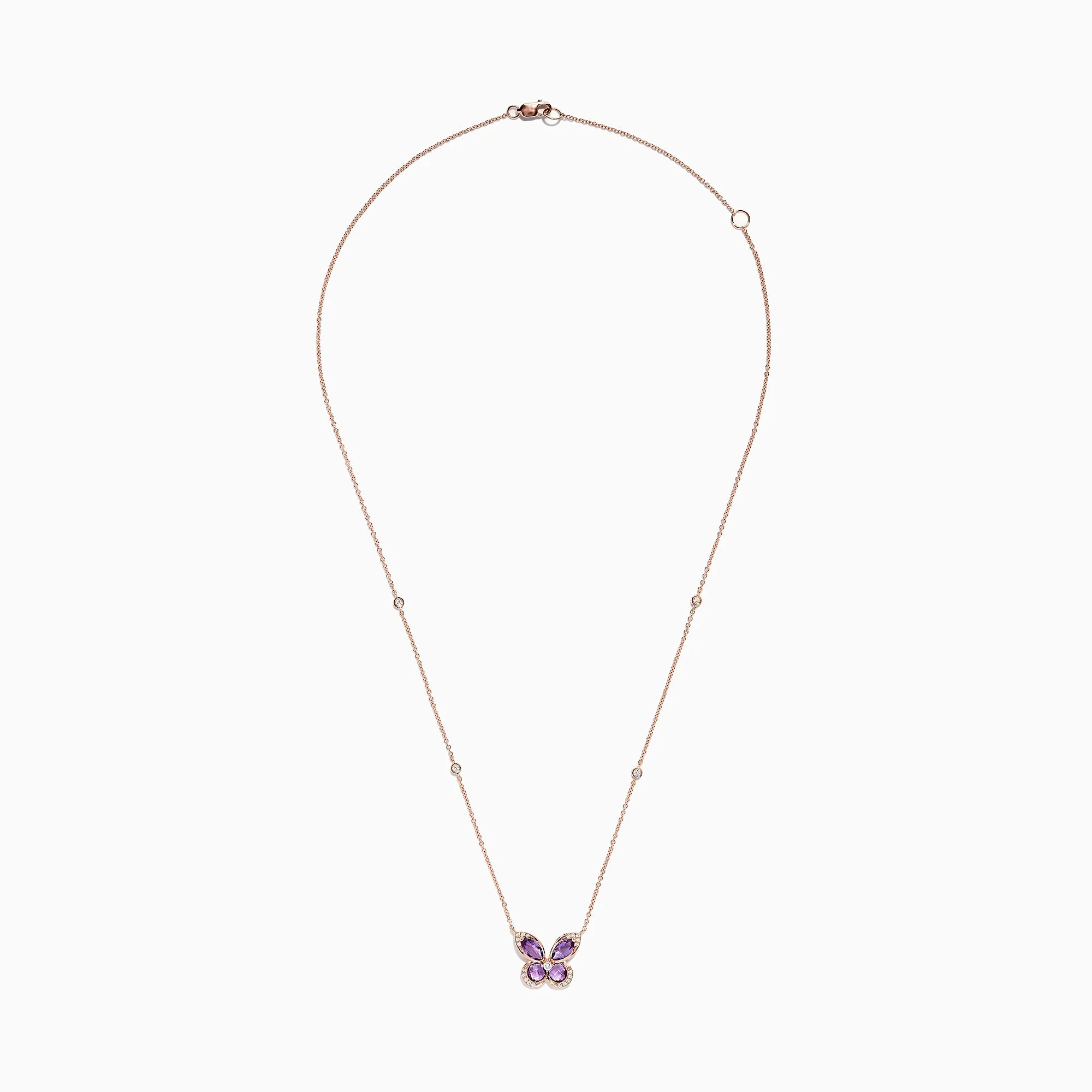 Nature 14K Rose Gold Amethyst and Diamond Butterfly Necklace, 1.27 TCW sold by Effy product image thumbnail 2