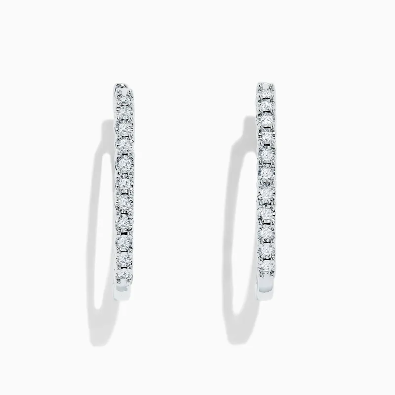 925 Sterling Silver Diamond Hoop Earrings, 0.24 TCW sold by Effy