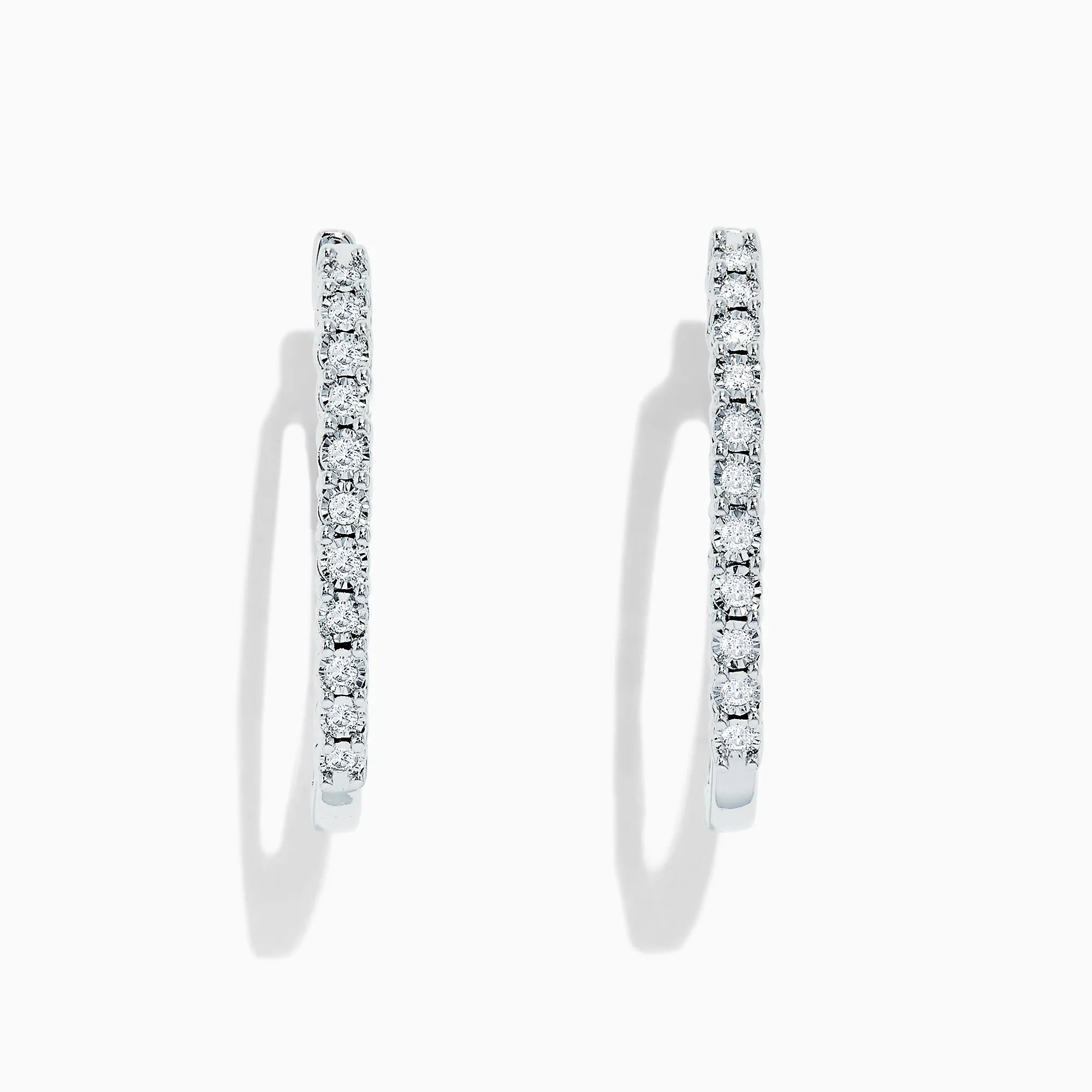 925 Sterling Silver Diamond Hoop Earrings, 0.24 TCW sold by Effy