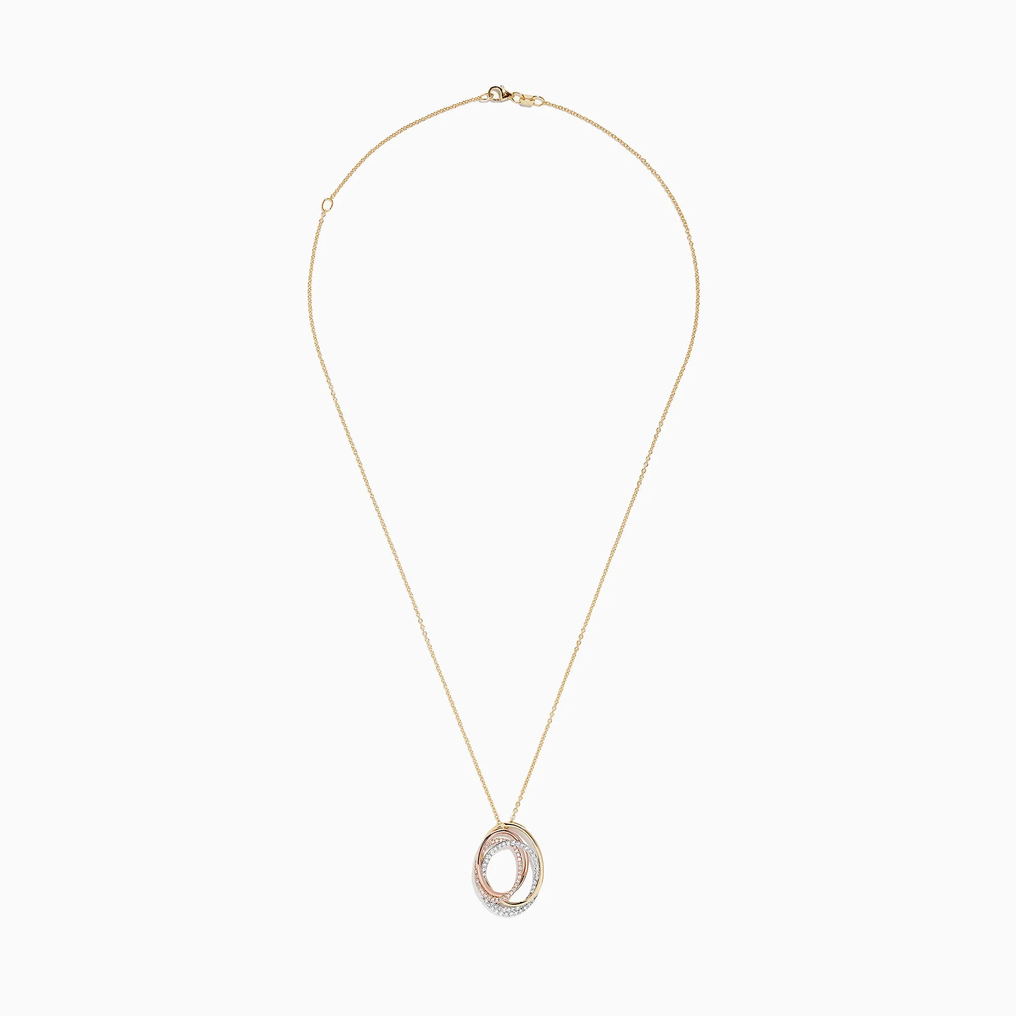 Trio 14K Tri Tone Gold Diamond Oval Crossover Pendant, 0.43 TCW sold by Effy product image thumbnail 3