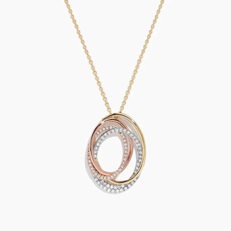 Trio 14K Tri Tone Gold Diamond Oval Crossover Pendant, 0.43 TCW sold by Effy