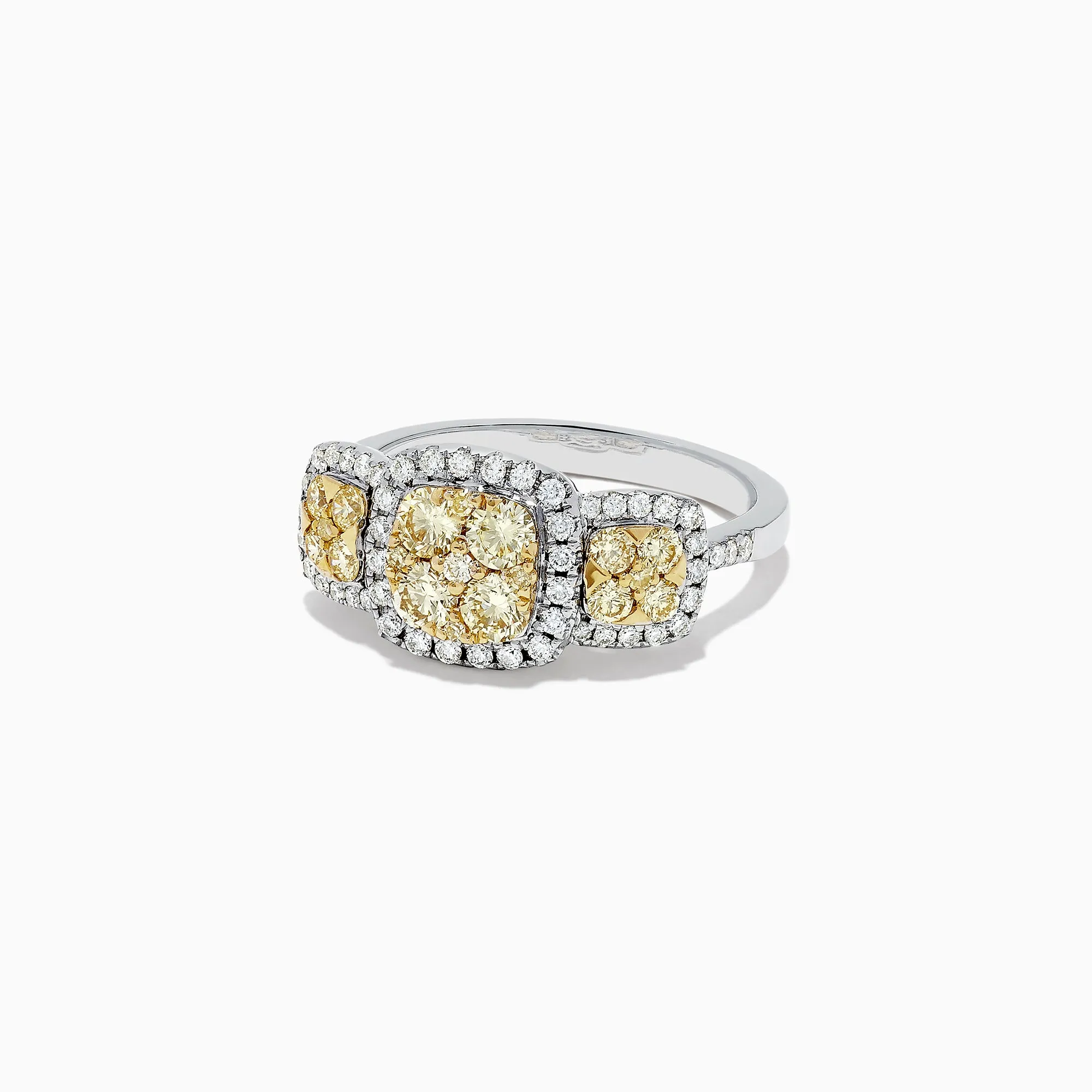 Canare 14K Two Tone Gold Yellow Diamond Cushion Shaped Cluster Ring, 1.10 TCW sold by Effy product image thumbnail 3