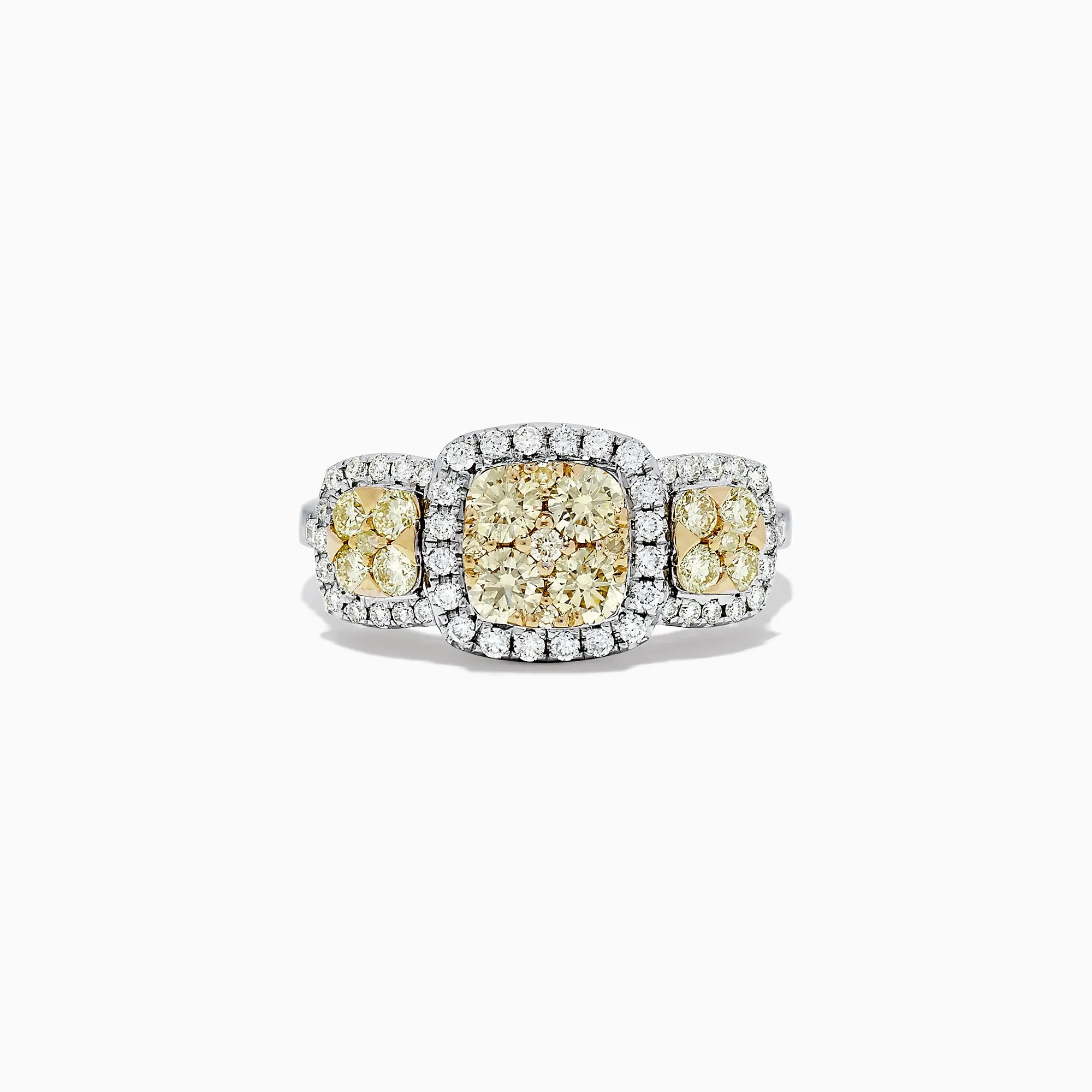 Canare 14K Two Tone Gold Yellow Diamond Cushion Shaped Cluster Ring, 1.10 TCW sold by Effy