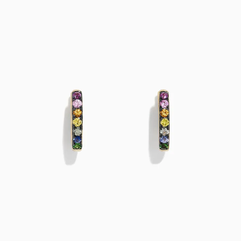 Watercolors 14K Gold Multi Sapphire Mini Hoop Earrings, 0.66 TCW sold by Effy