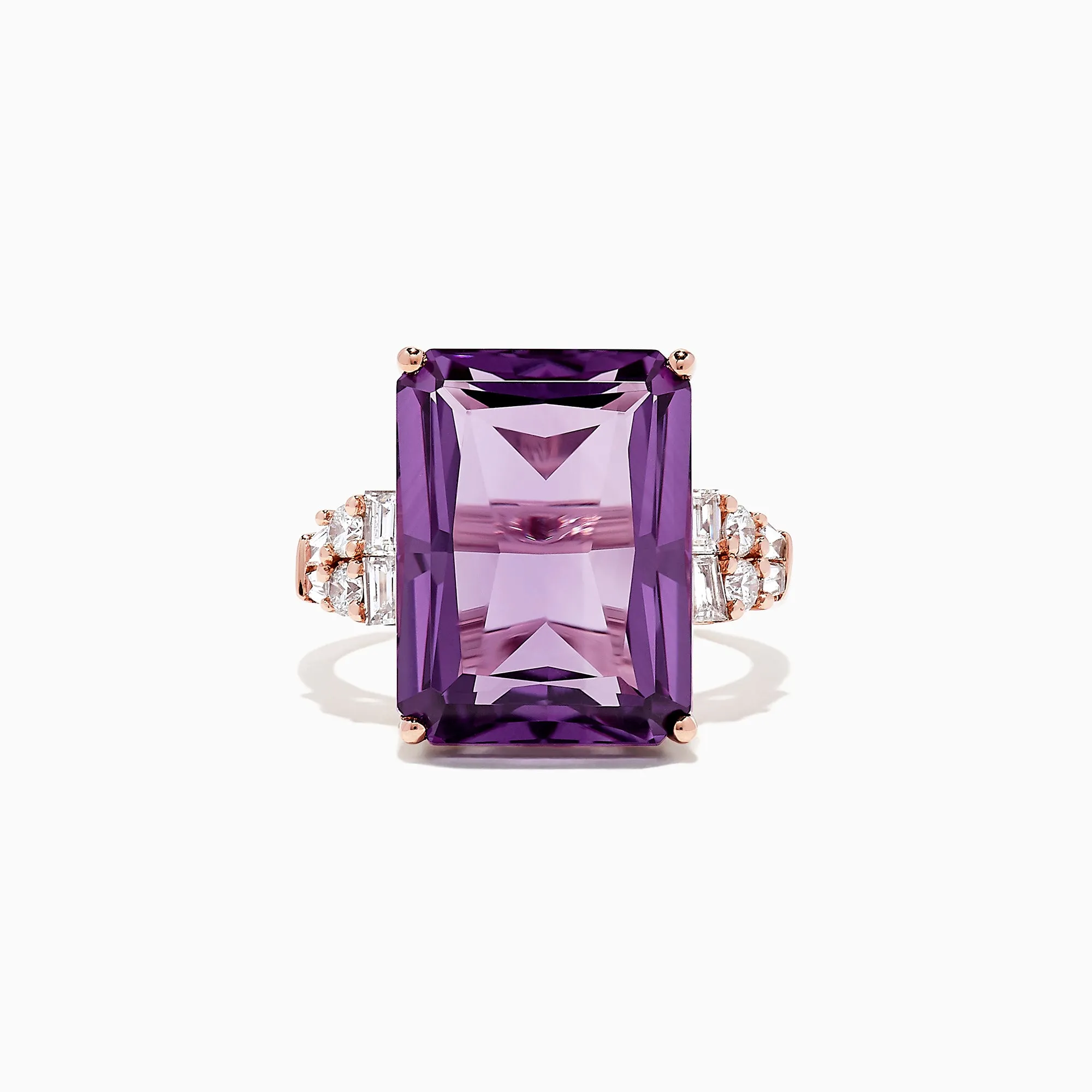 14K Rose Gold Amethyst and Diamond Cocktail Ring, 11.94 TCW sold by Effy