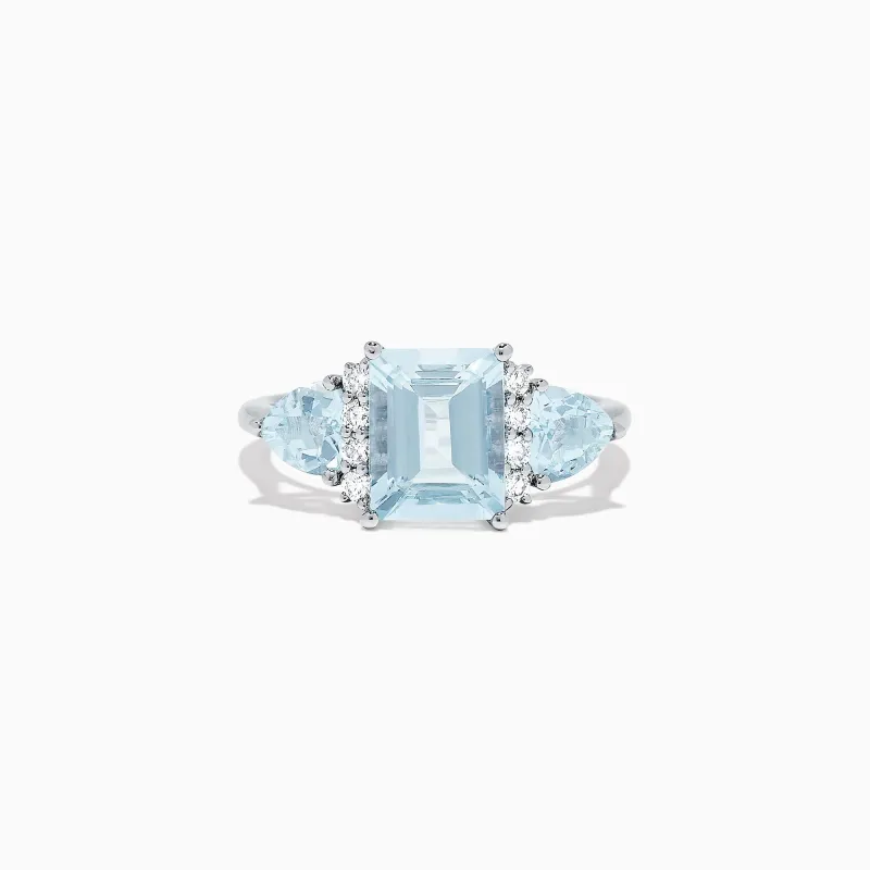 Aquarius 14K White Gold Aquamarine and Diamond Ring, 3.30 TCW sold by Effy