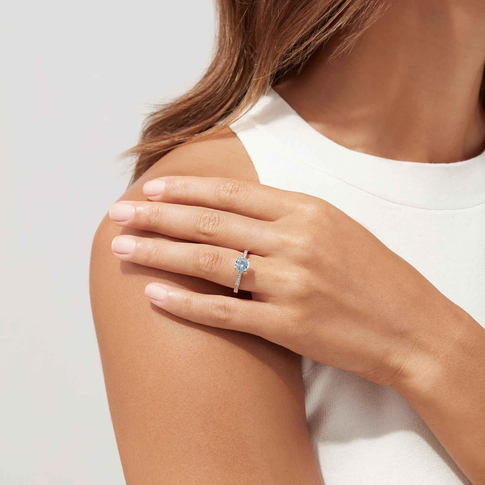 Aquarius 14K White Gold Aquamarine and Diamond Ring, 1.09 TCW sold by Effy product image thumbnail 2