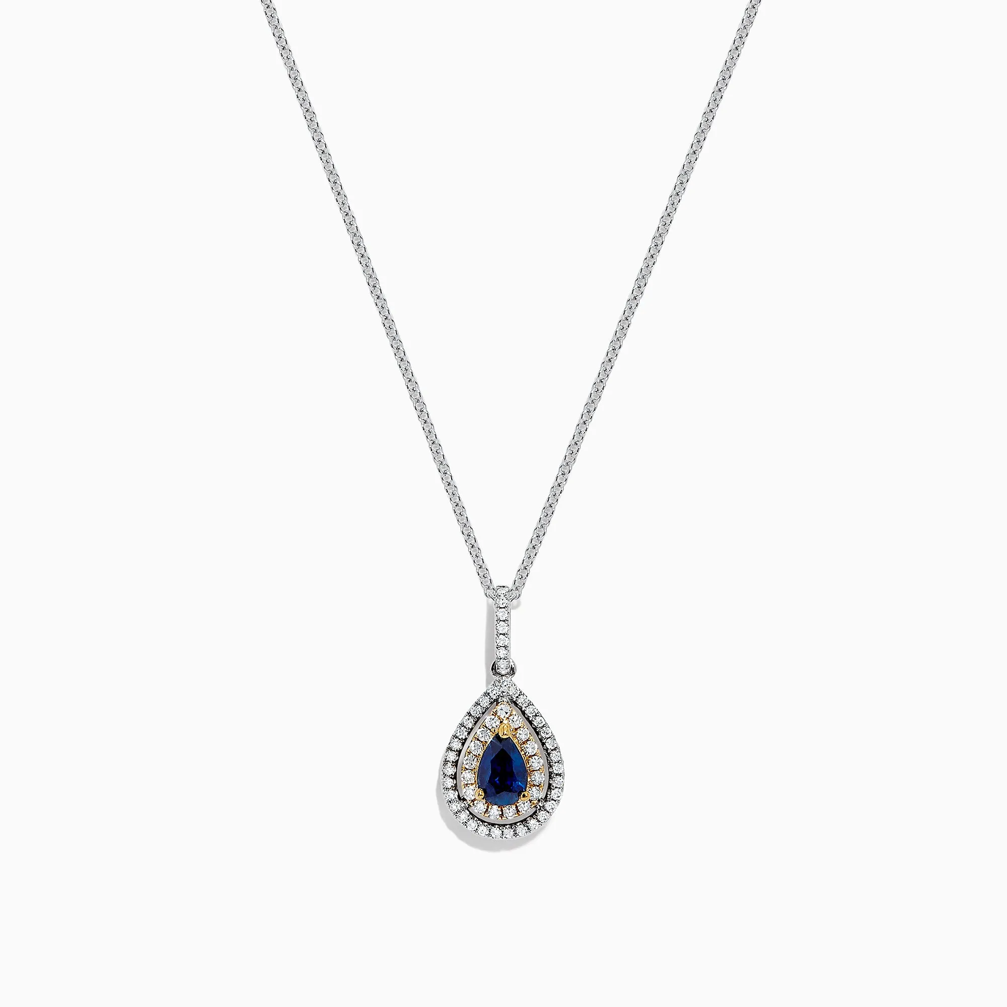 Royale Bleu 14K Two Tone Gold Sapphire and Diamond Pendant, 0.38 TCW sold by Effy