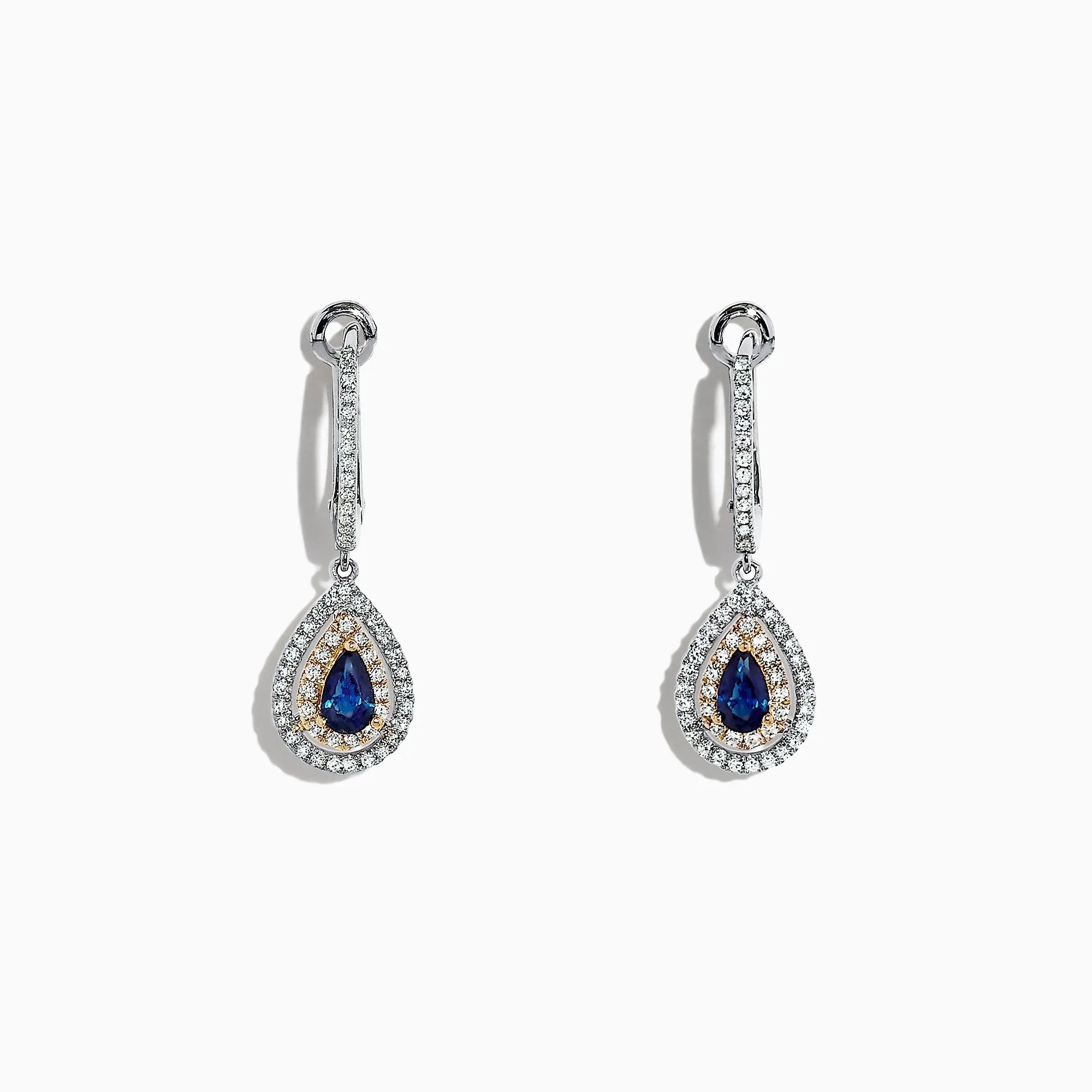 Royale Bleu 14K Two Tone Gold Sapphire and Diamond Earrings, 0.93 TCW sold by Effy