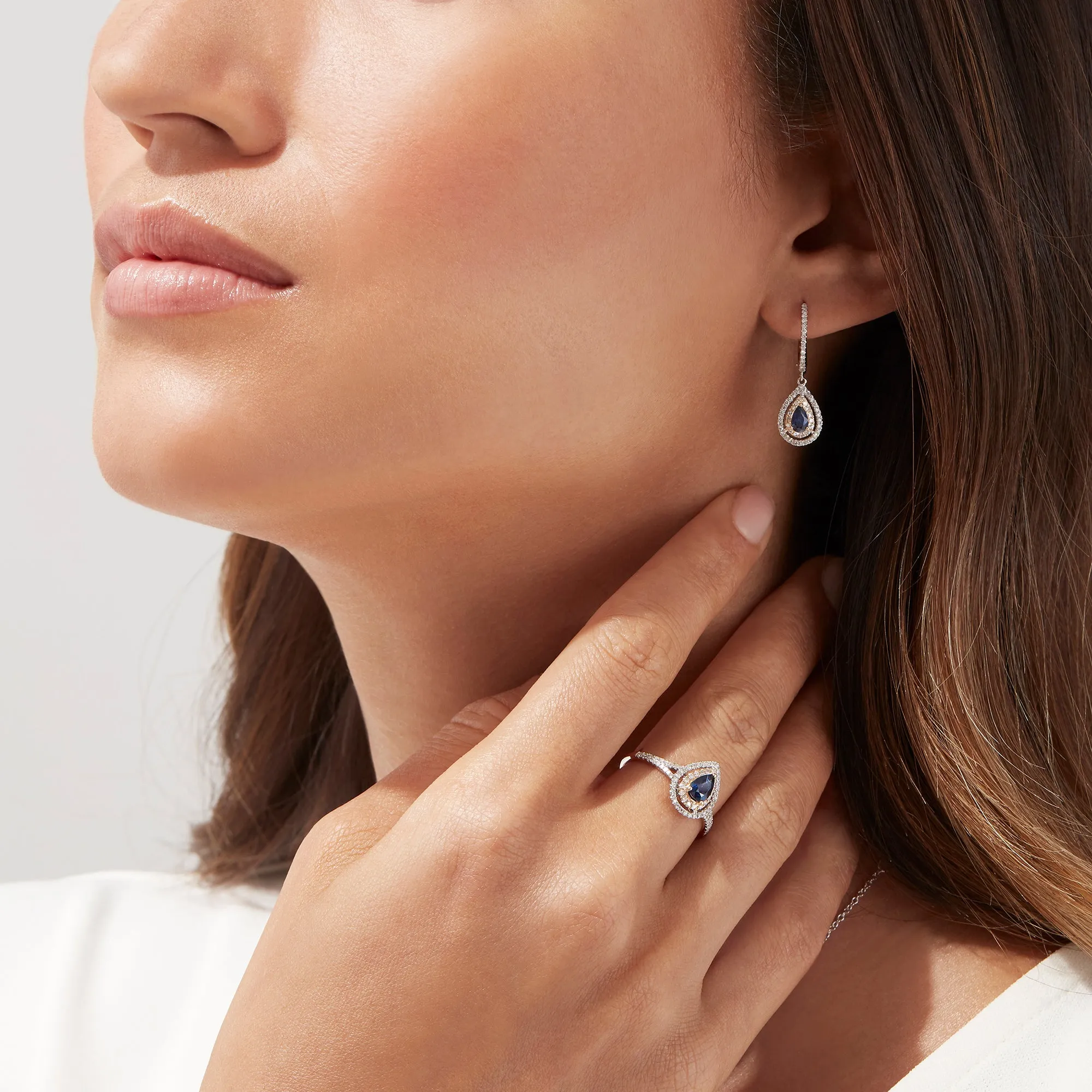 Royale Bleu 14K Two Tone Gold Sapphire and Diamond Earrings, 0.93 TCW sold by Effy product image thumbnail 2