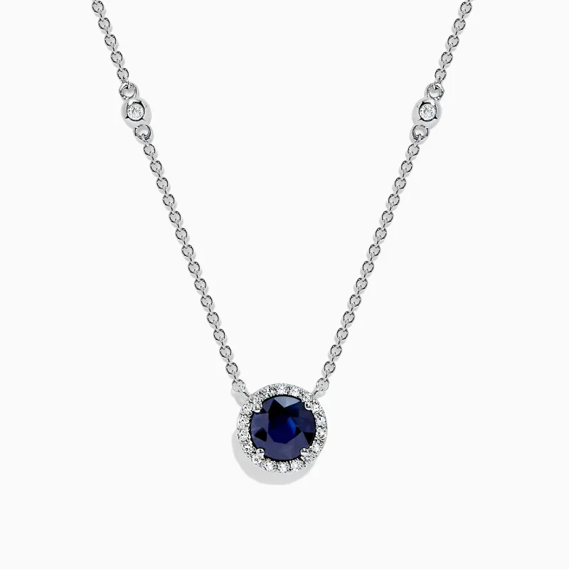 Royale Bleu 14K White Gold Sapphire and Diamond Necklace, 1.11 TCW sold by Effy