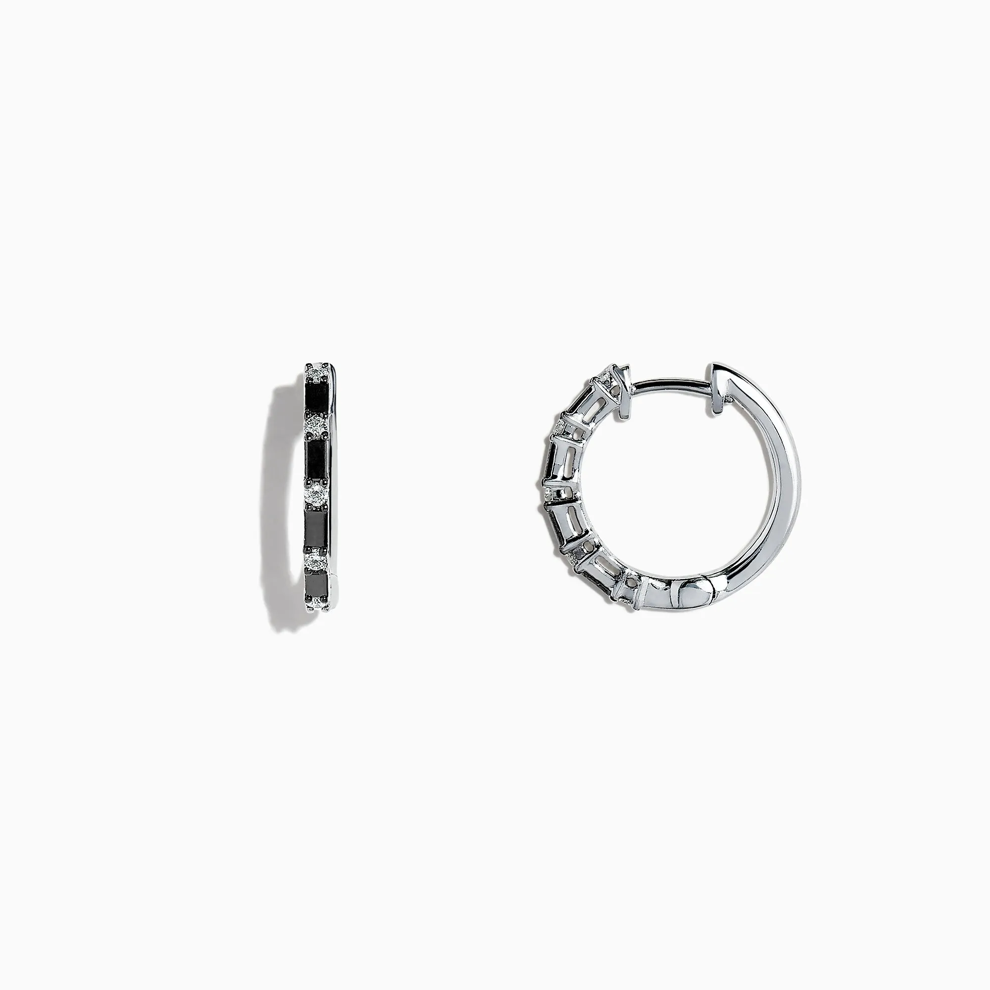14K White Gold Black and White Diamond Hoop Earrings, 0.45 TCW sold by Effy product image thumbnail 3