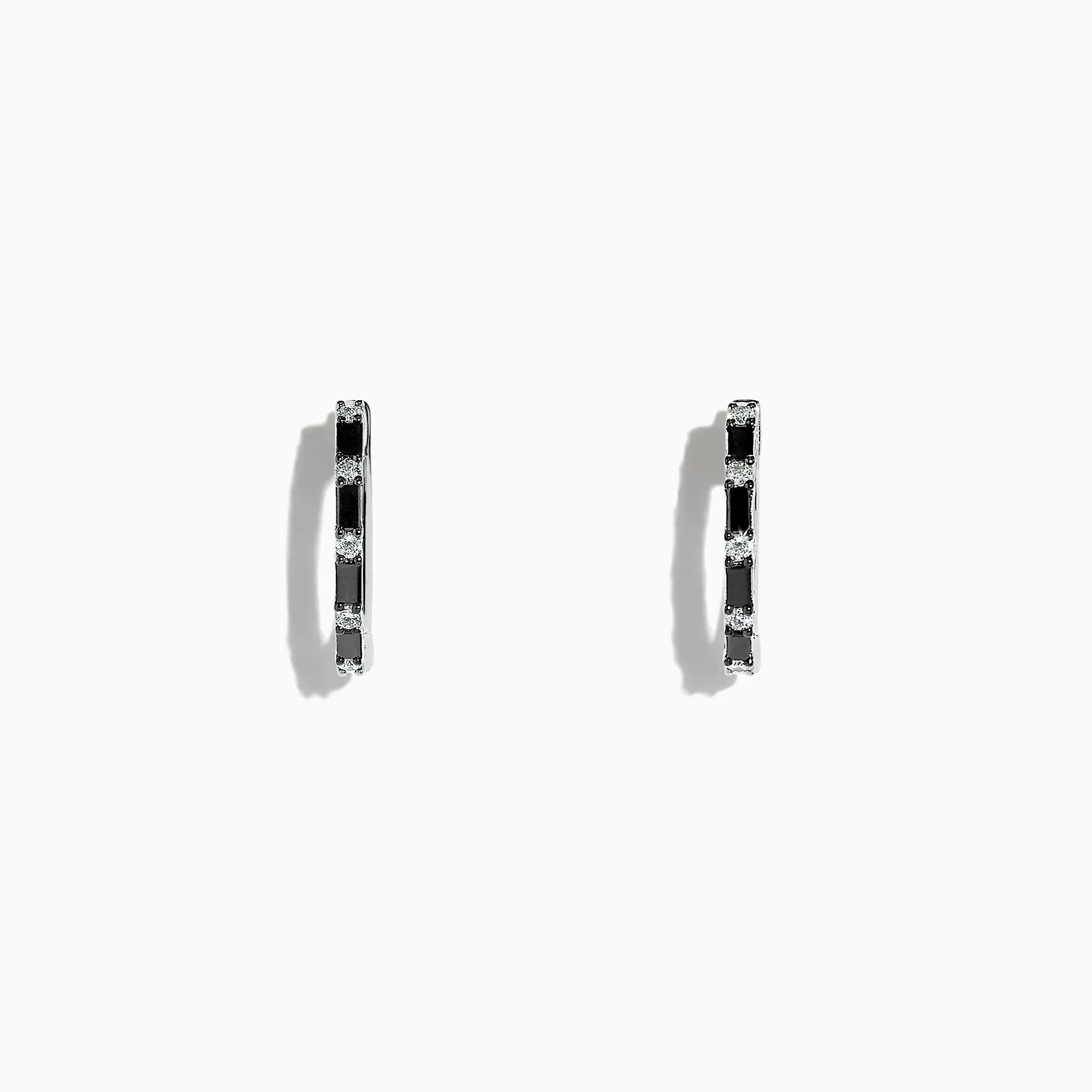 14K White Gold Black and White Diamond Hoop Earrings, 0.45 TCW sold by Effy
