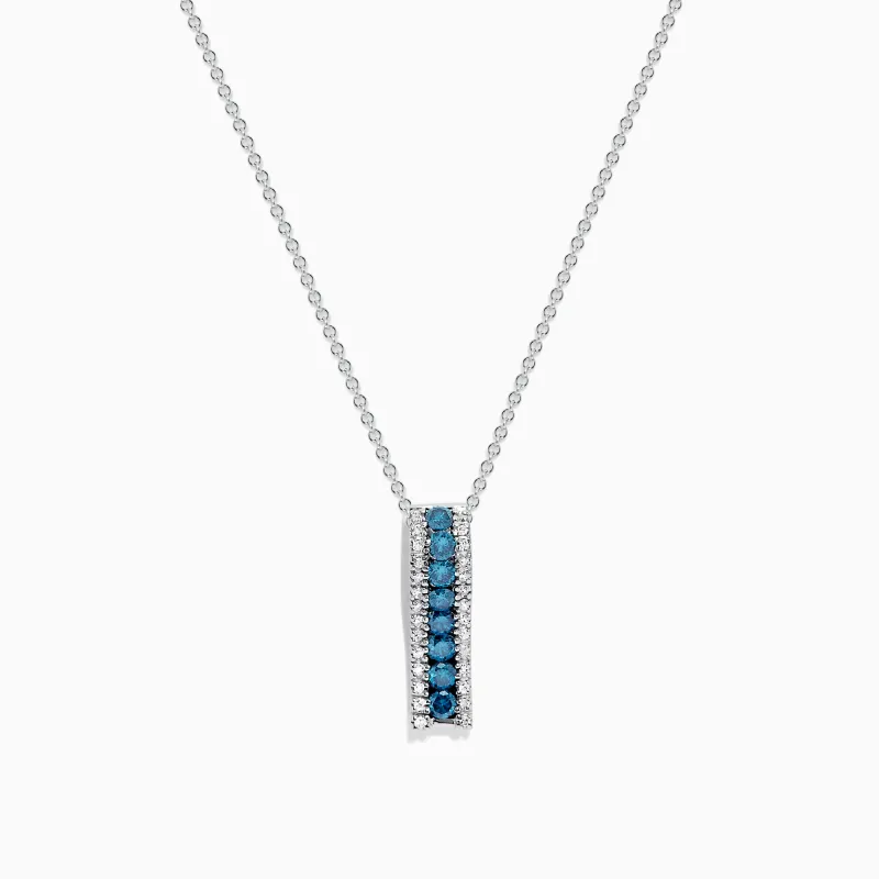 Bella Bleu 14K White Gold Blue and White Diamond Pendant, 0.62 TCW sold by Effy