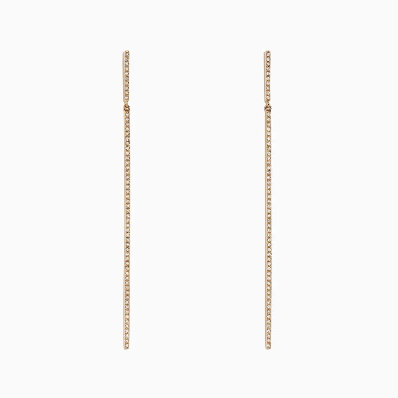 D'Oro 14K Yellow Gold Diamond Vertical Drop Earrings, 0.35 TCW sold by Effy