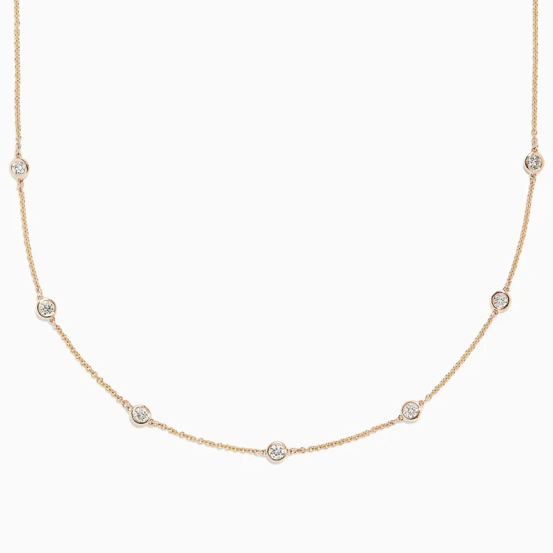D'Oro 14K Yellow Gold Diamond Station Necklace, 0.69 TCW sold by Effy