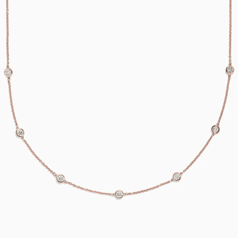 Pave Rose 14K Rose Gold Diamond Station Necklace, 0.69 TCW sold by Effy