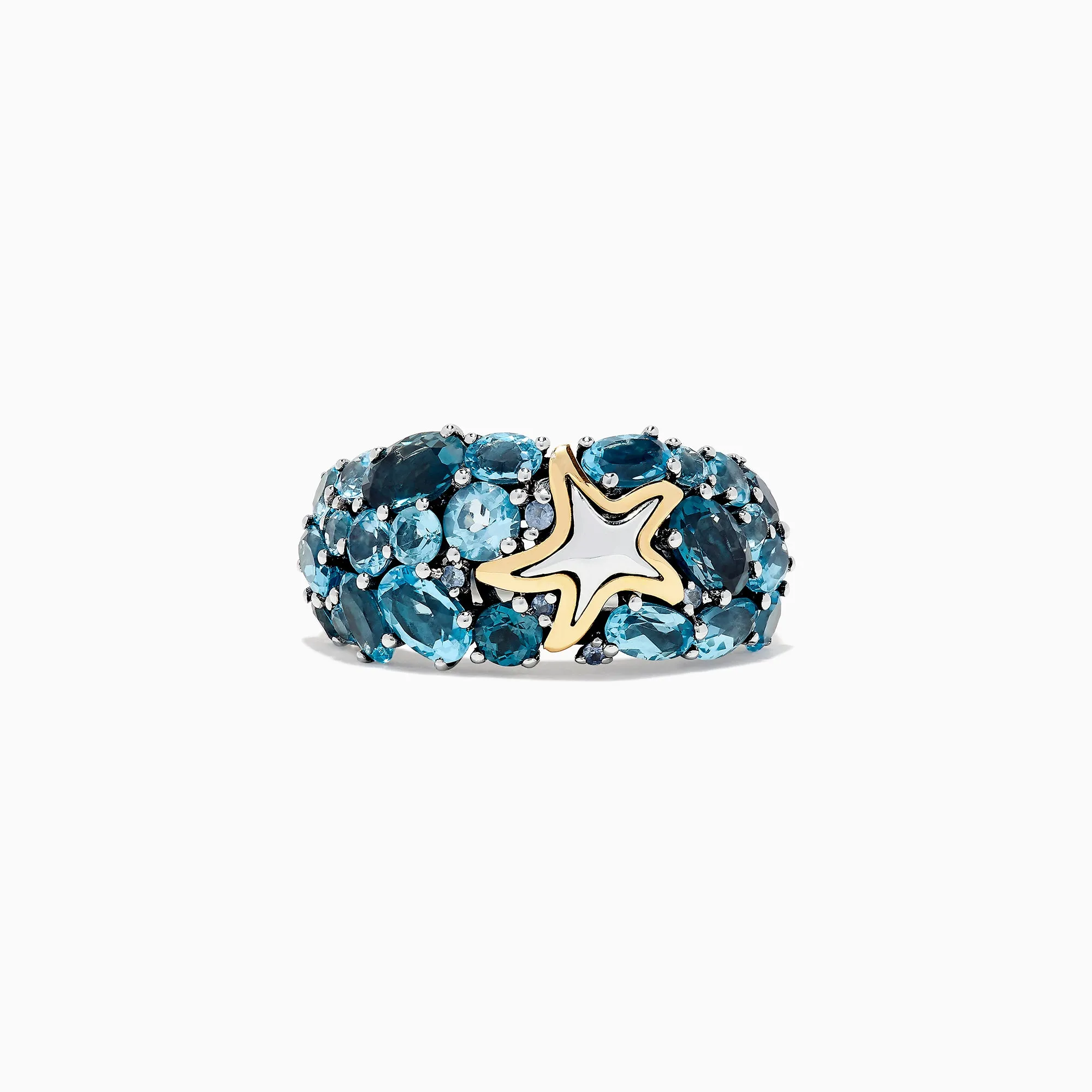 Seaside Silver and 18K Gold Blue Topaz Starfish Ring, 6.70 TCW sold by Effy