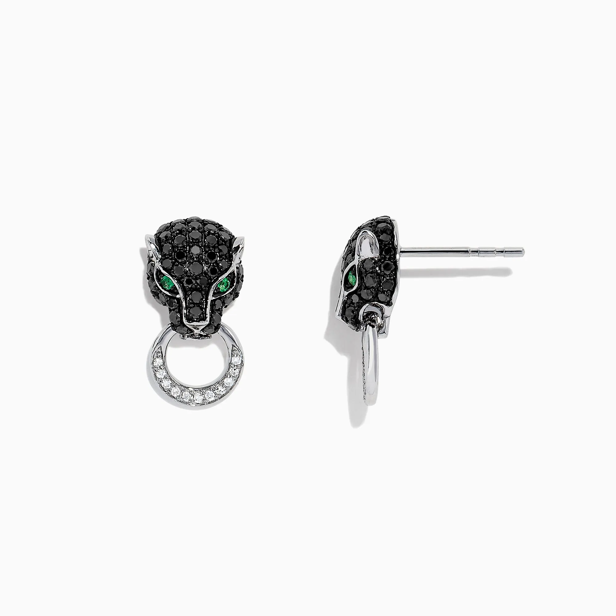 Signature 14K White Gold Black Diamond & Emerald Earrings, 0.84 TCW sold by Effy product image thumbnail 3