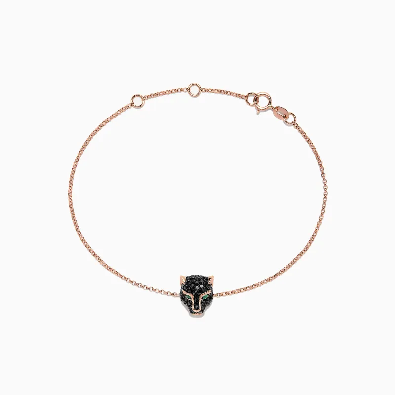Signature 14K Rose Gold Black Diamond & Emerald Bracelet, 0.44 TCW sold by Effy