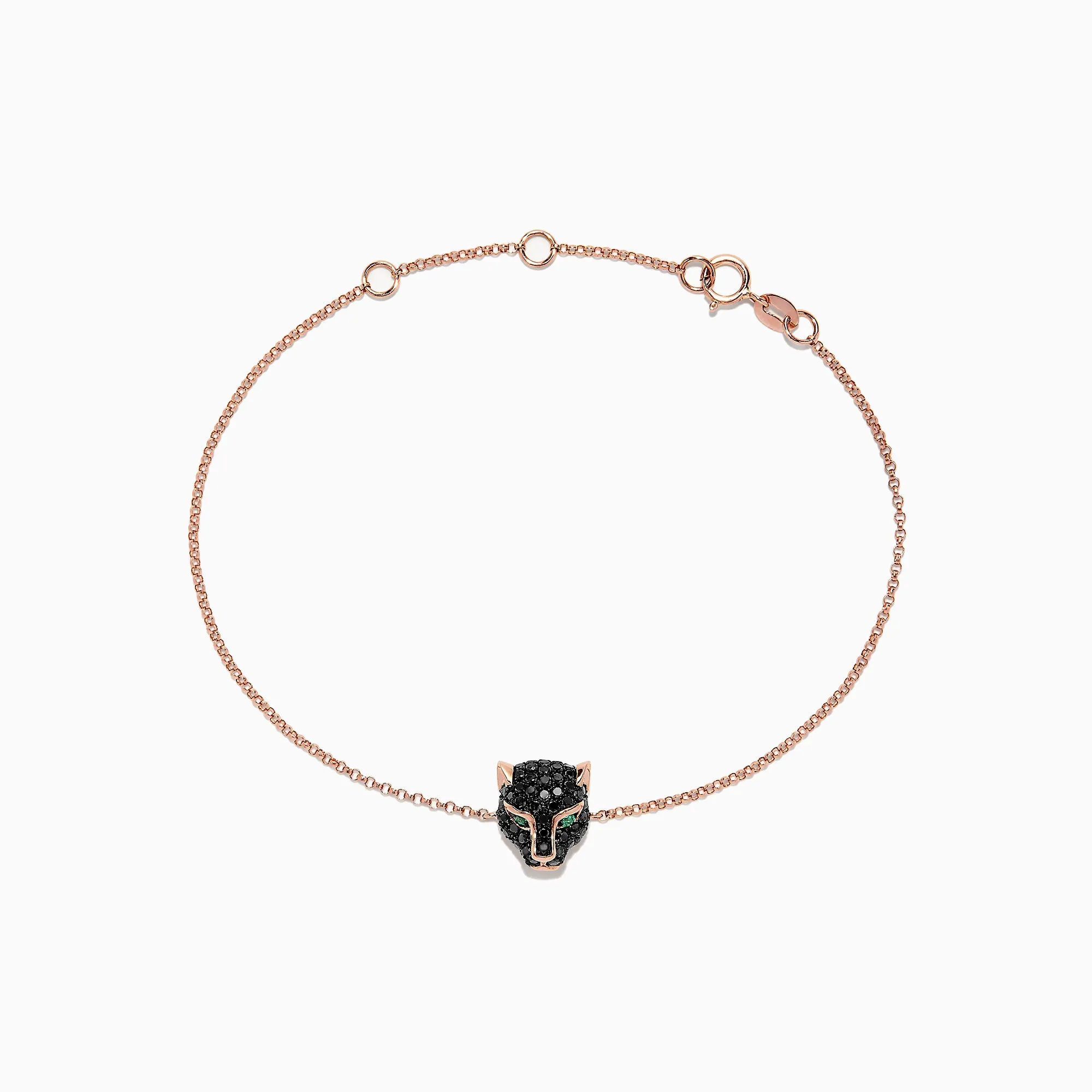 Signature 14K Rose Gold Black Diamond & Emerald Bracelet, 0.44 TCW sold by Effy