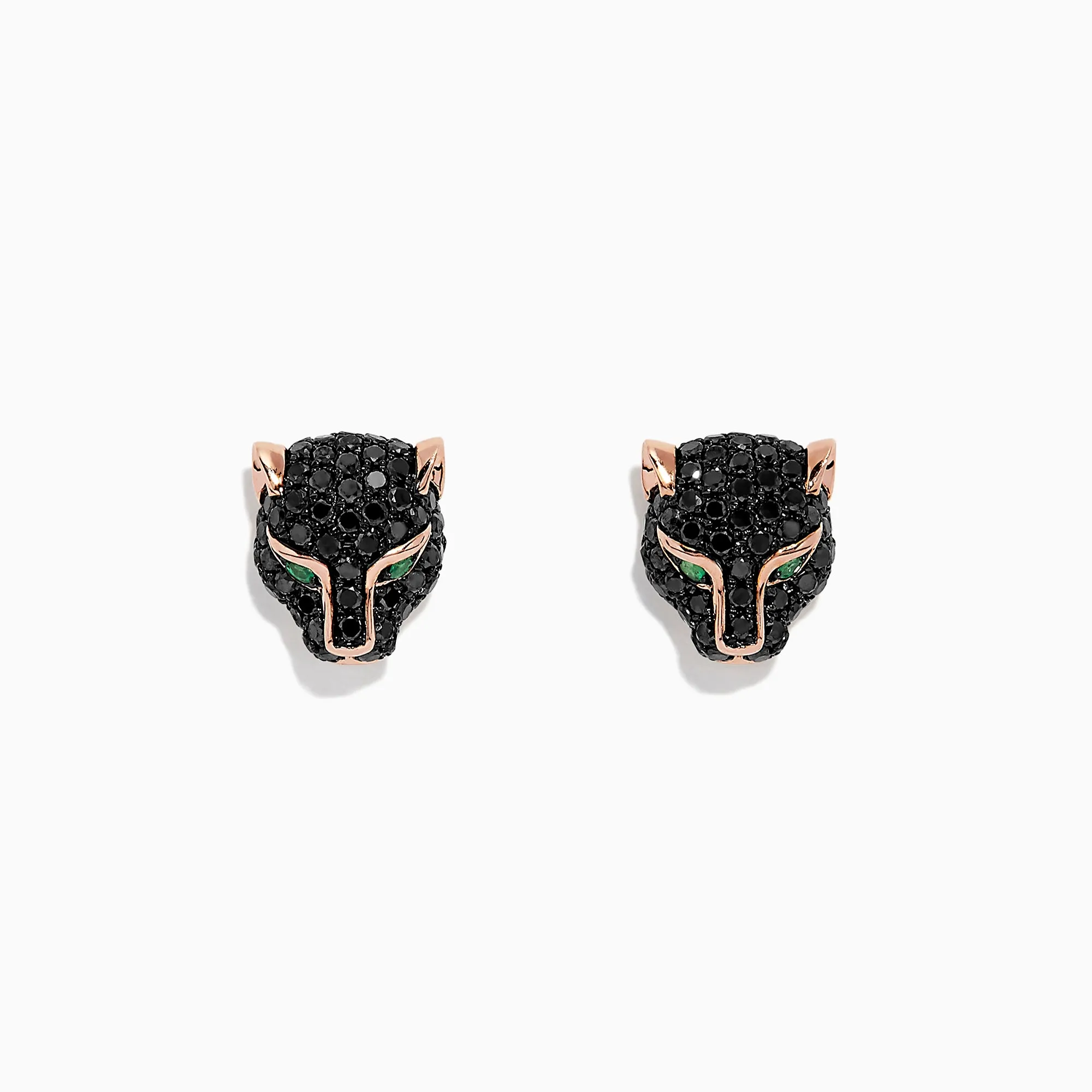 Signature 14K Rose Gold Black Diamond & Emerald Earrings, 0.93 TCW sold by Effy